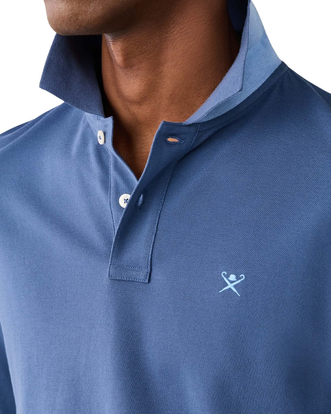 Hackett Polo Shirts Hackett Slim Fit Logo Ls Airforce Blue H596