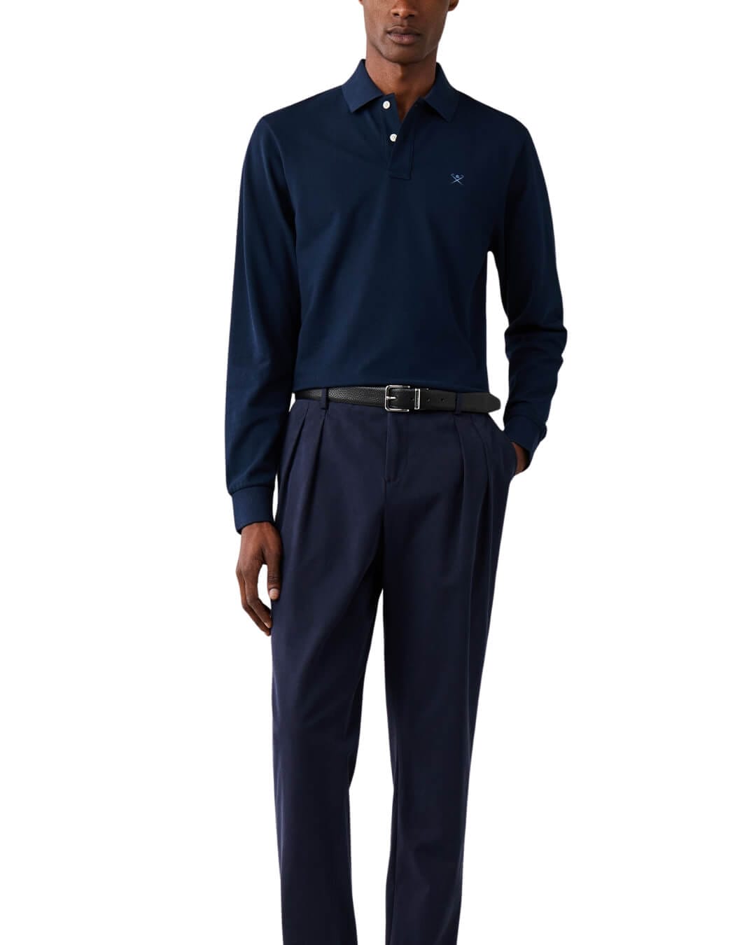 Hackett Polo Shirts Hackett Slim Fit Logo Ls Navy H595