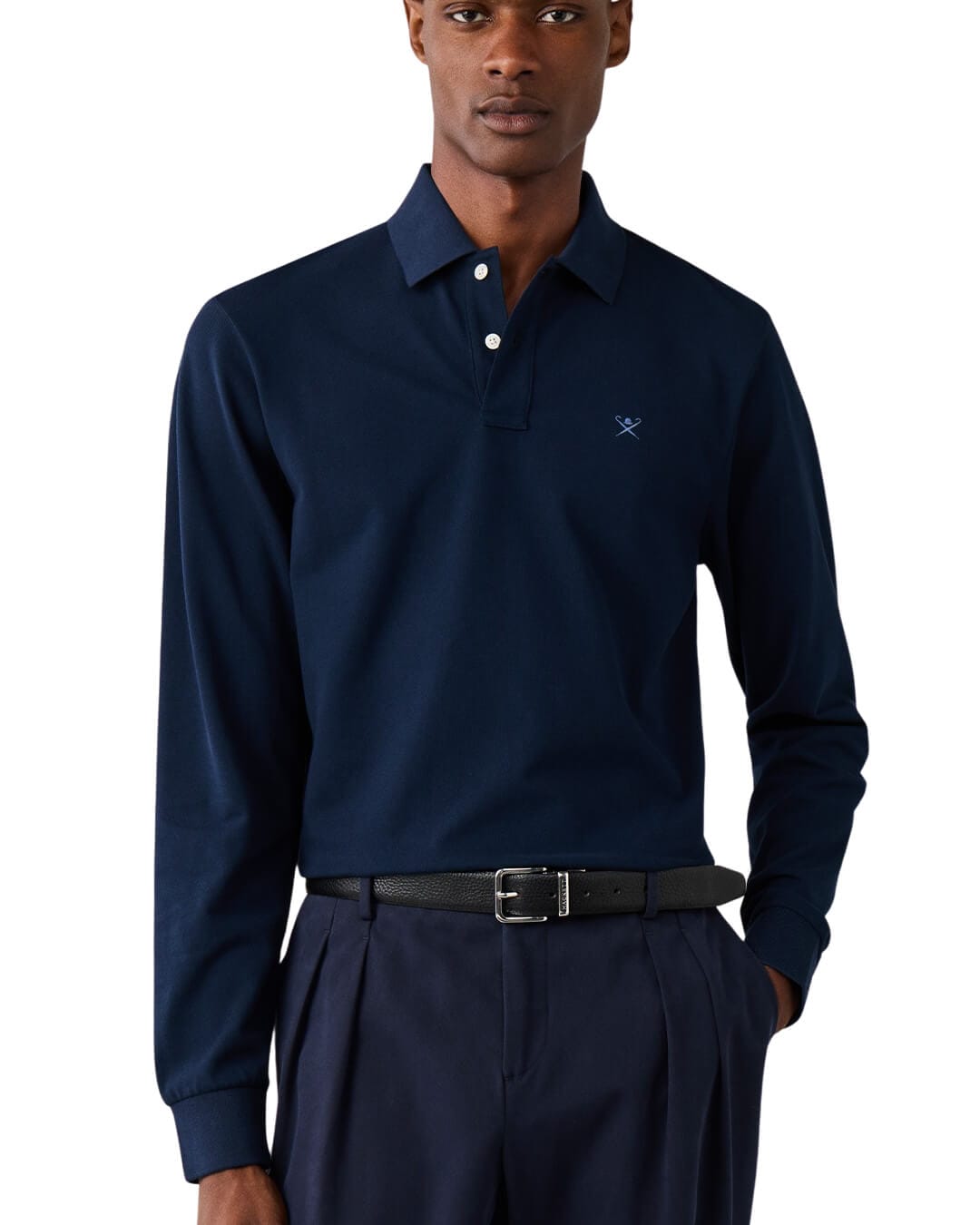 Hackett Polo Shirts Hackett Slim Fit Logo Ls Navy H595