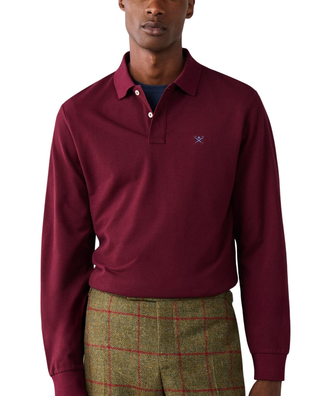 Hackett Polo Shirts Hackett Slim Fit Logo Ls Oxblood Red H283