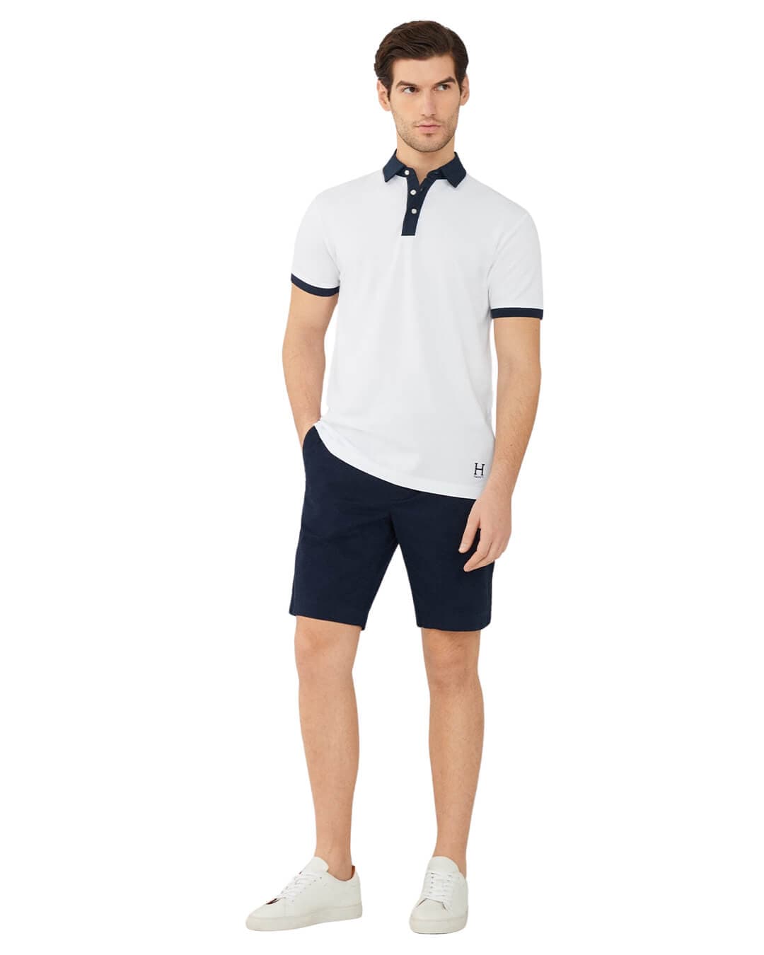 Hackett Polo Shirts Hackett White Heritage Contrast Collar Polo Shirt