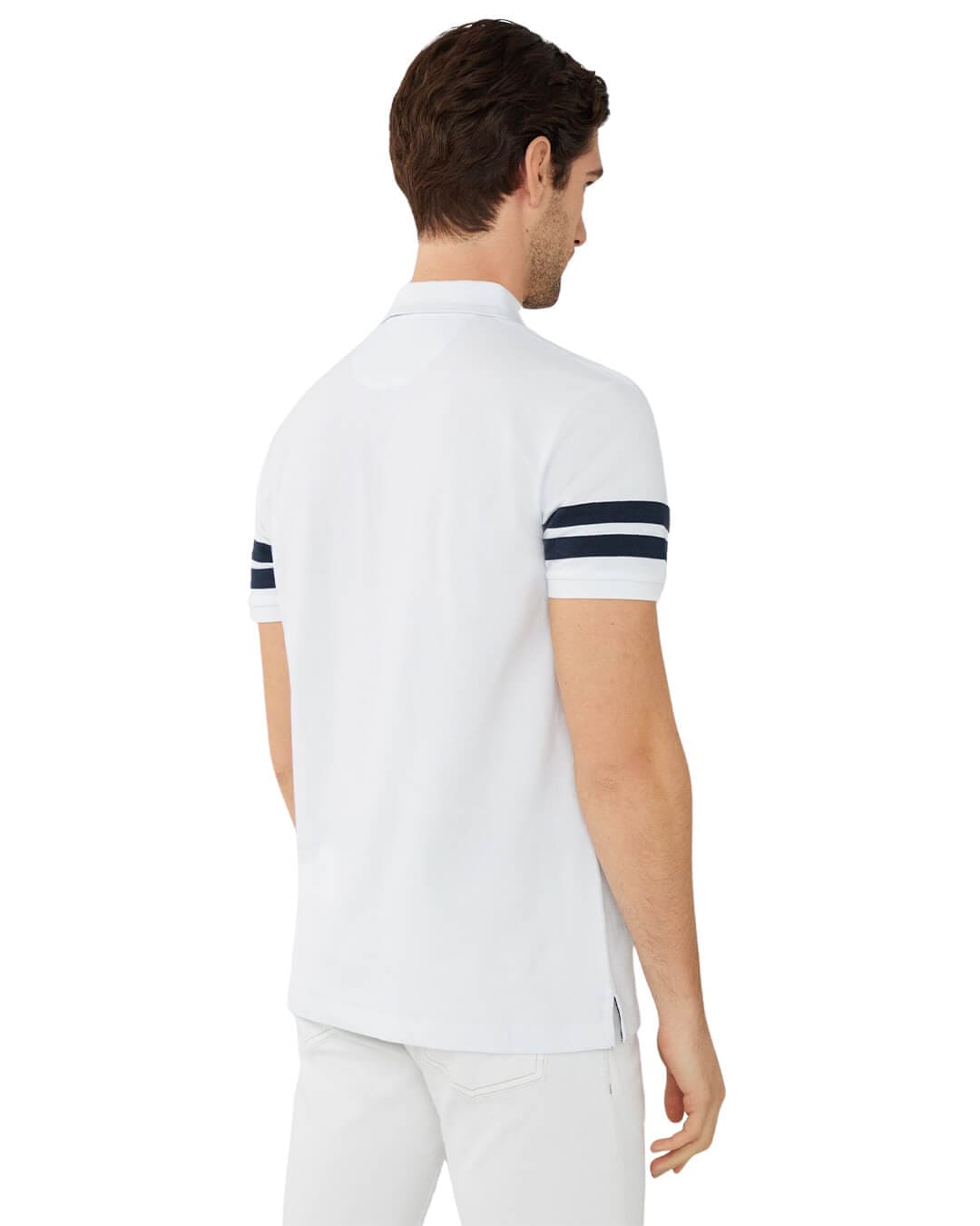 Hackett Polo Shirts Hackett White Heritage Striped Sleeve Polo Shirt