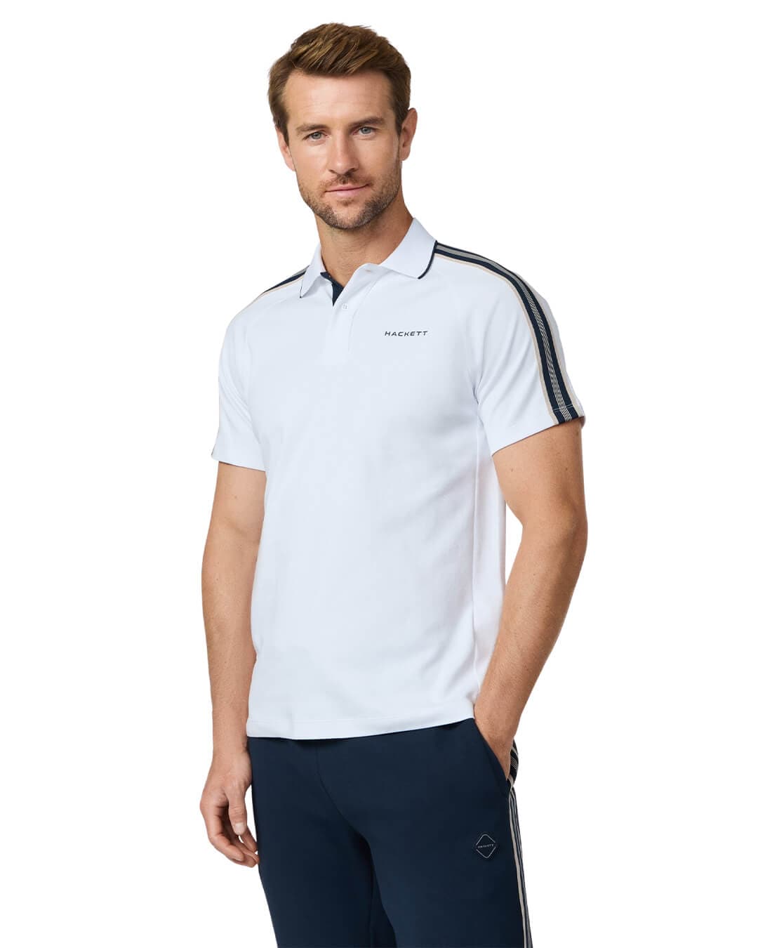 Hackett Polo Shirts Hackett White  Hs Tape  Polo Shirt