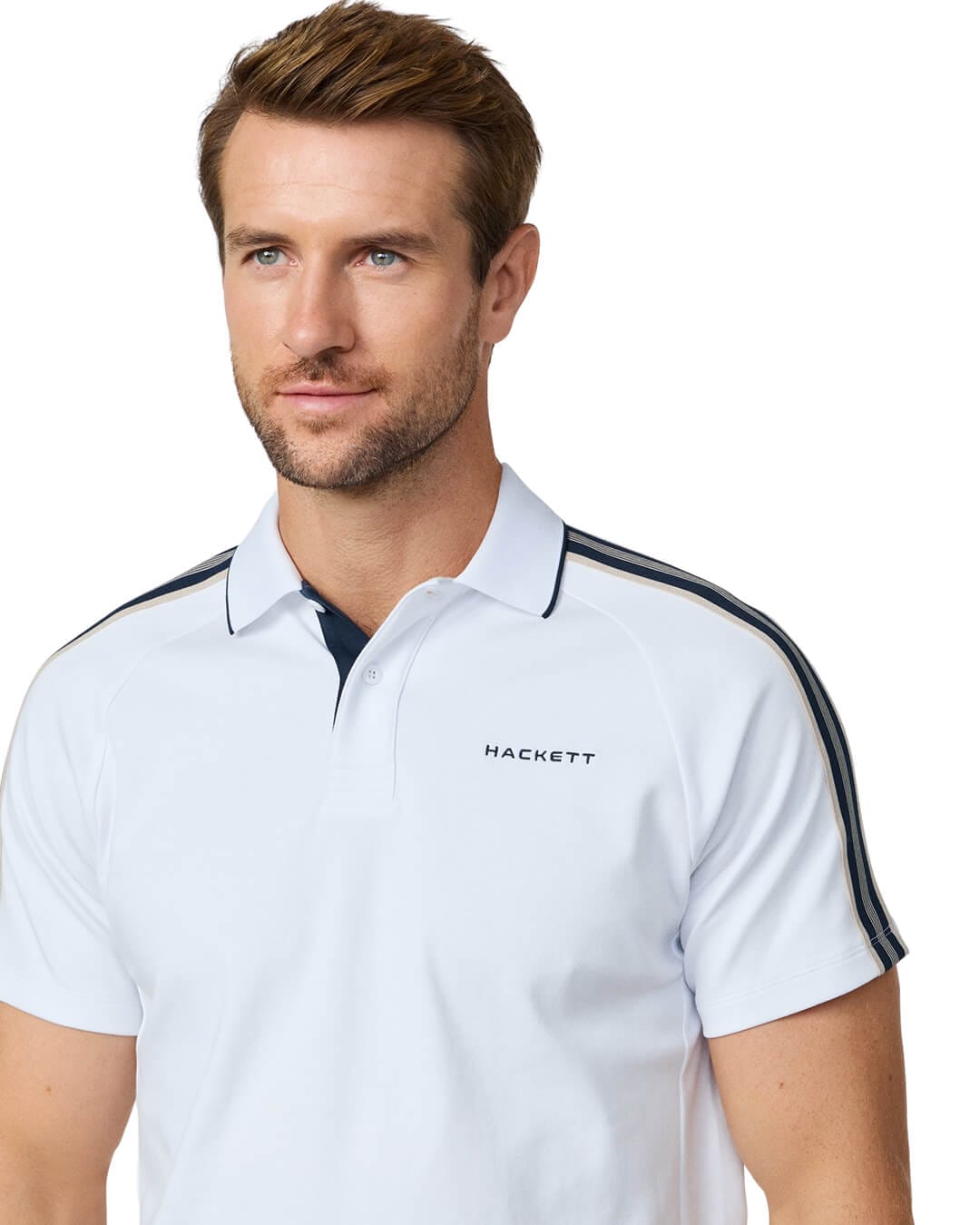 Hackett Polo Shirts Hackett White  Hs Tape  Polo Shirt