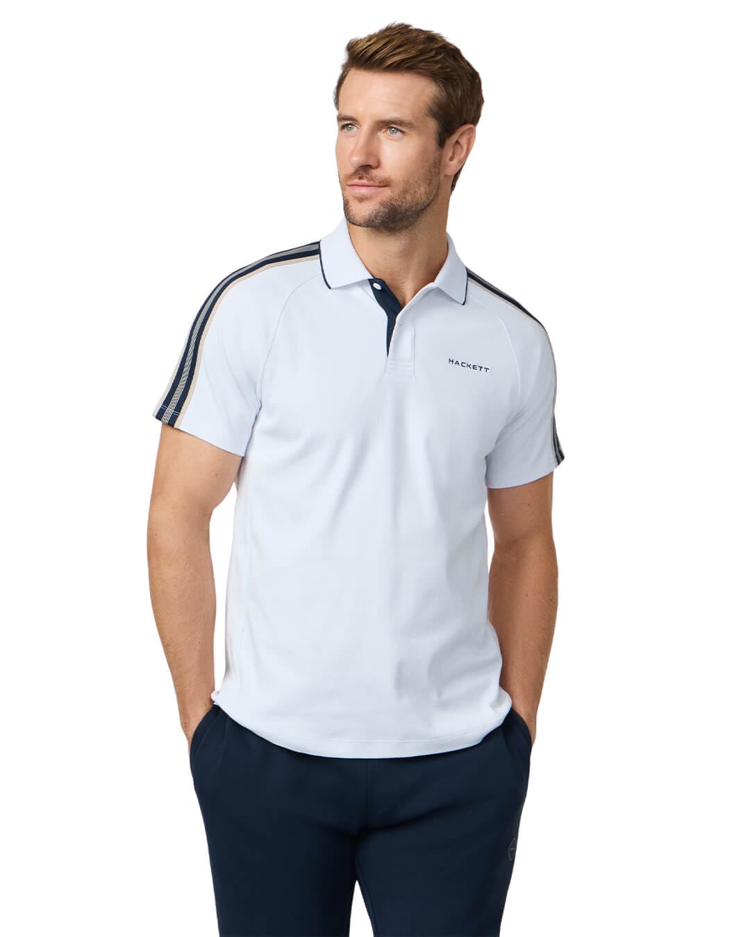 Hackett Polo Shirts Hackett White  Hs Tape  Polo Shirt