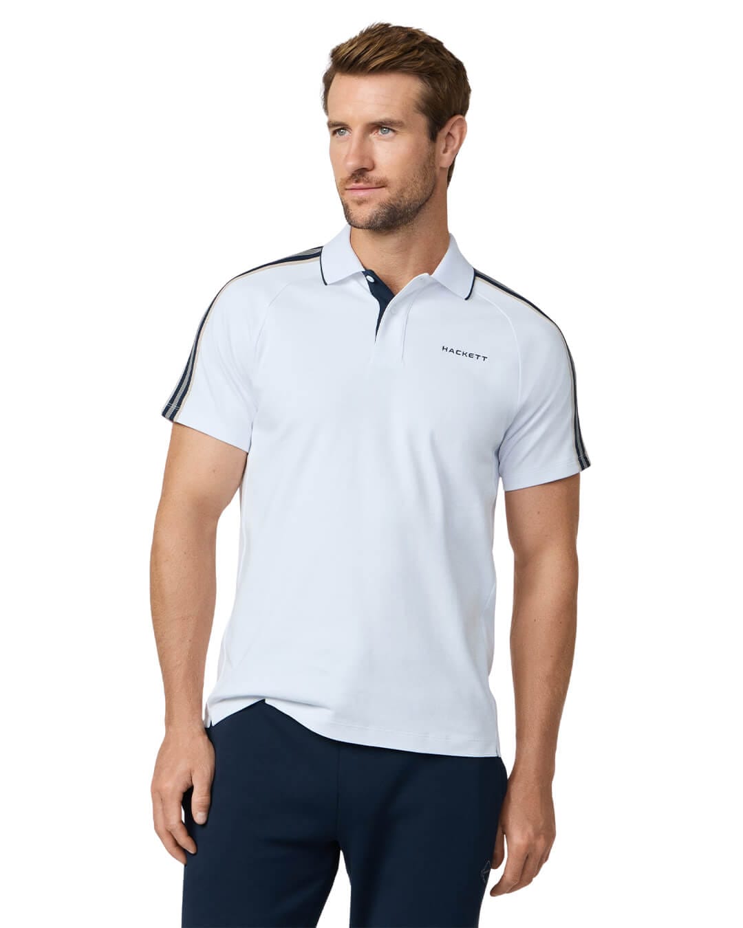 Hackett Polo Shirts Hackett White  Hs Tape  Polo Shirt