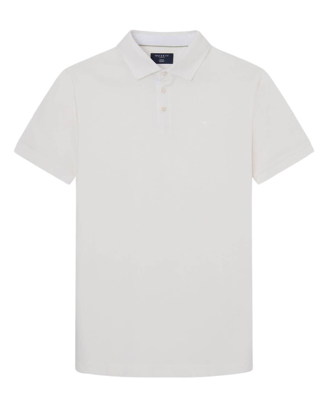 Hackett Polo Shirts Hackett White Selvedge Trim Polo Shirt
