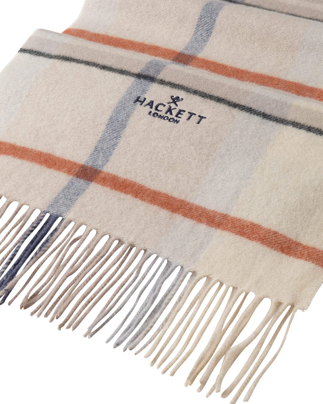 Hackett Scarves ONE Hackett Plaid Logo Scarf Natural Beige H816