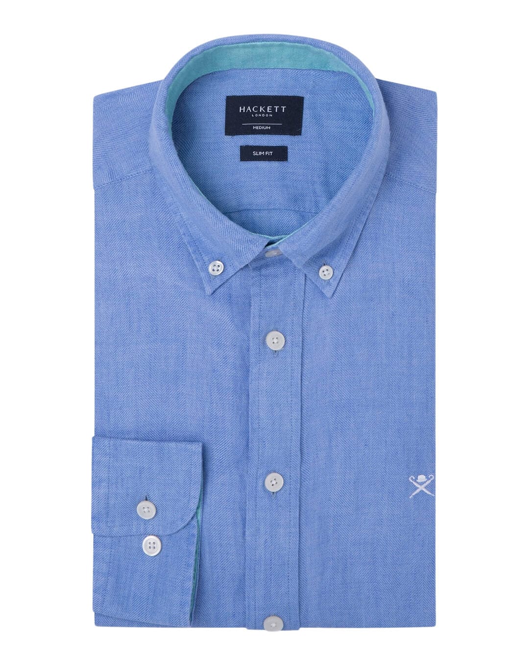 Hackett Shirts Hackett Blue Linen Herringbone Shirt