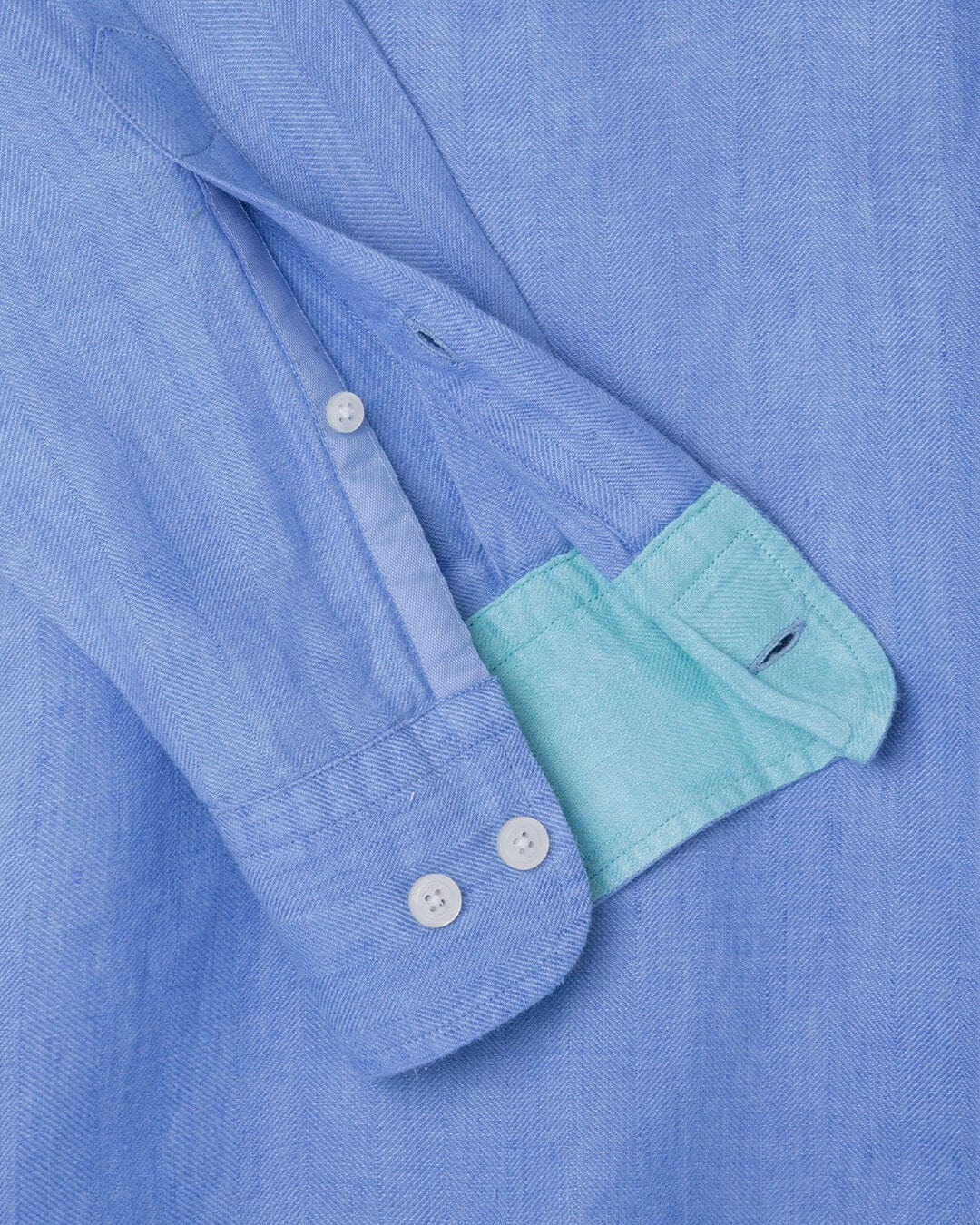 Hackett Shirts Hackett Blue Linen Herringbone Shirt