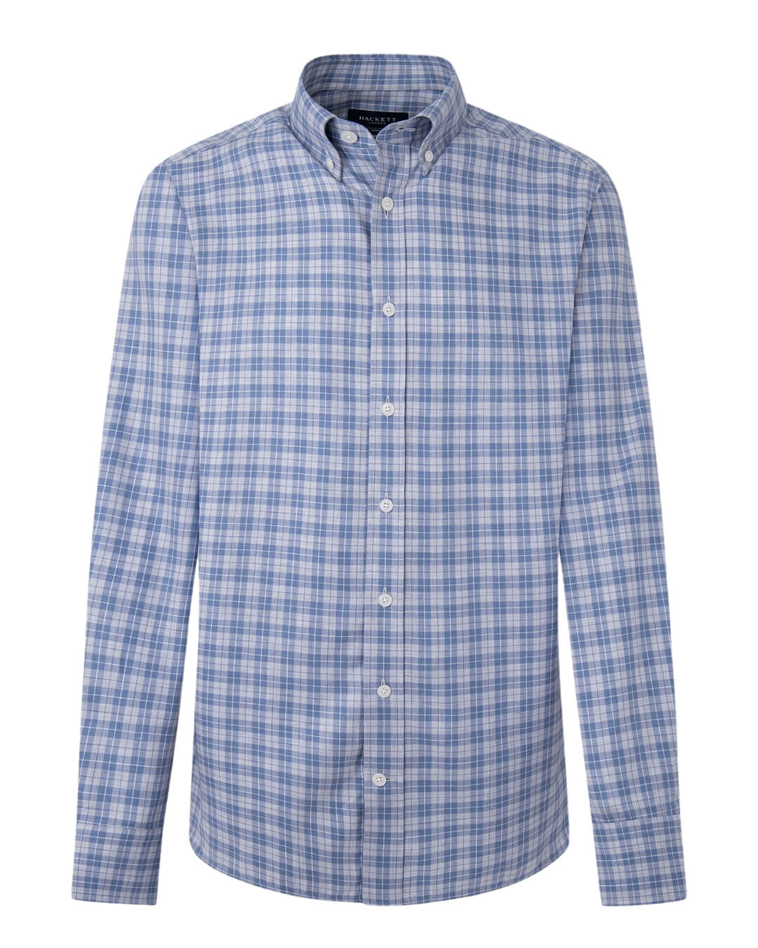 Hackett Shirts Hackett Blue Melange Poplin Checked Shirt