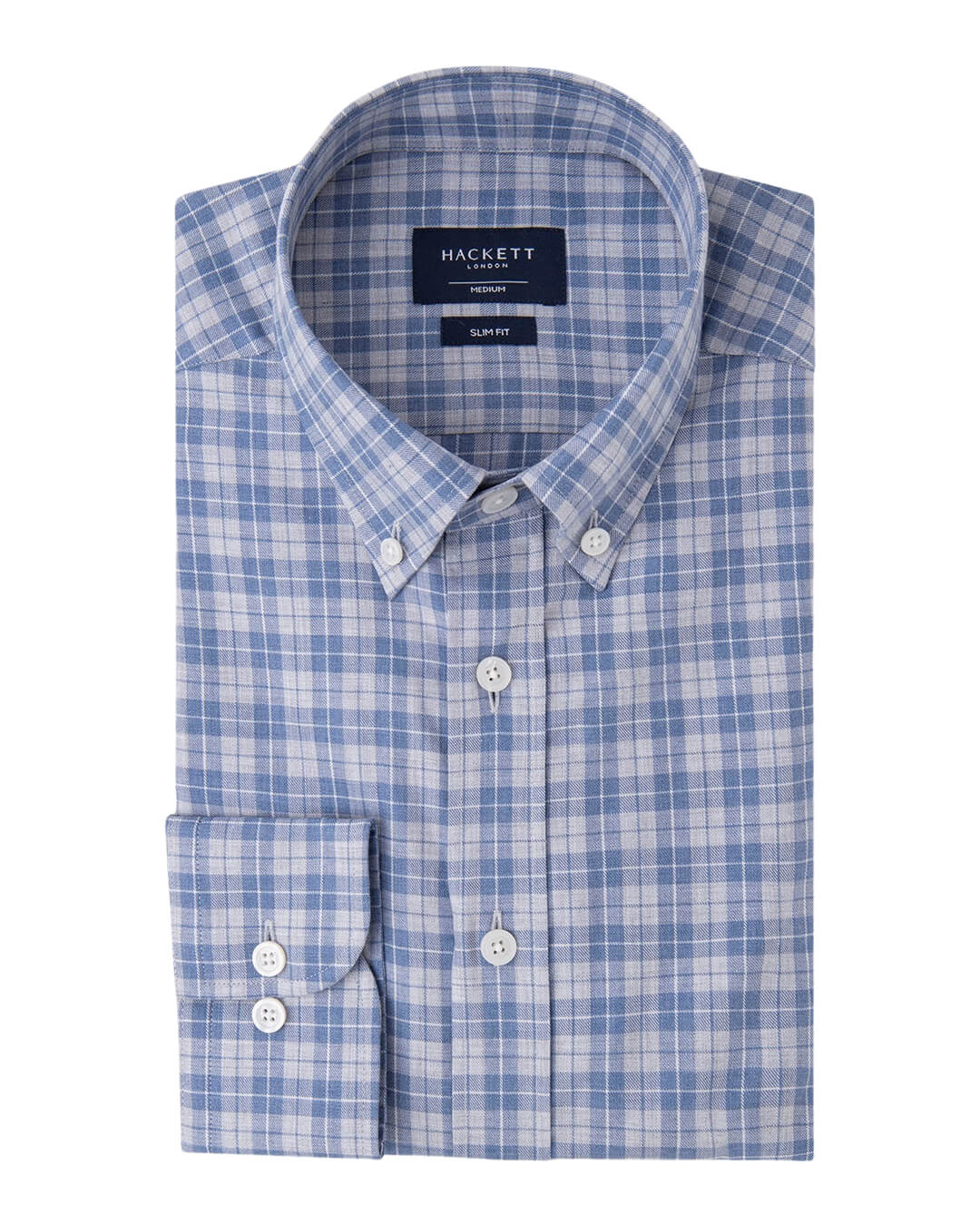 Hackett Shirts Hackett Blue Melange Poplin Checked Shirt