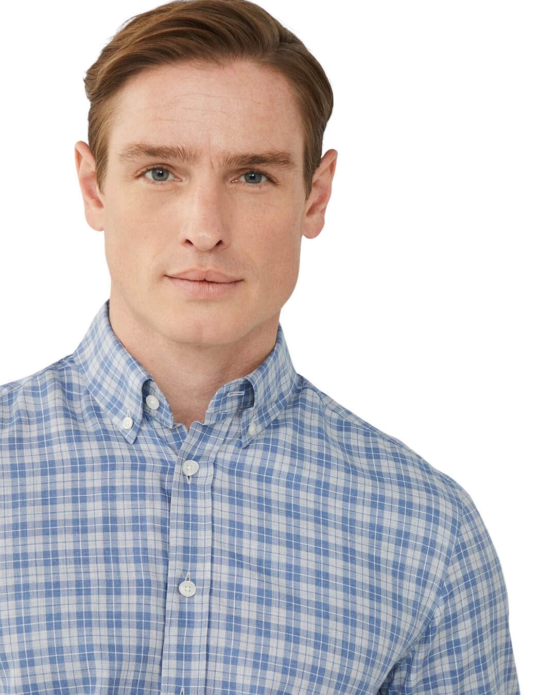 Hackett Shirts Hackett Blue Melange Poplin Checked Shirt