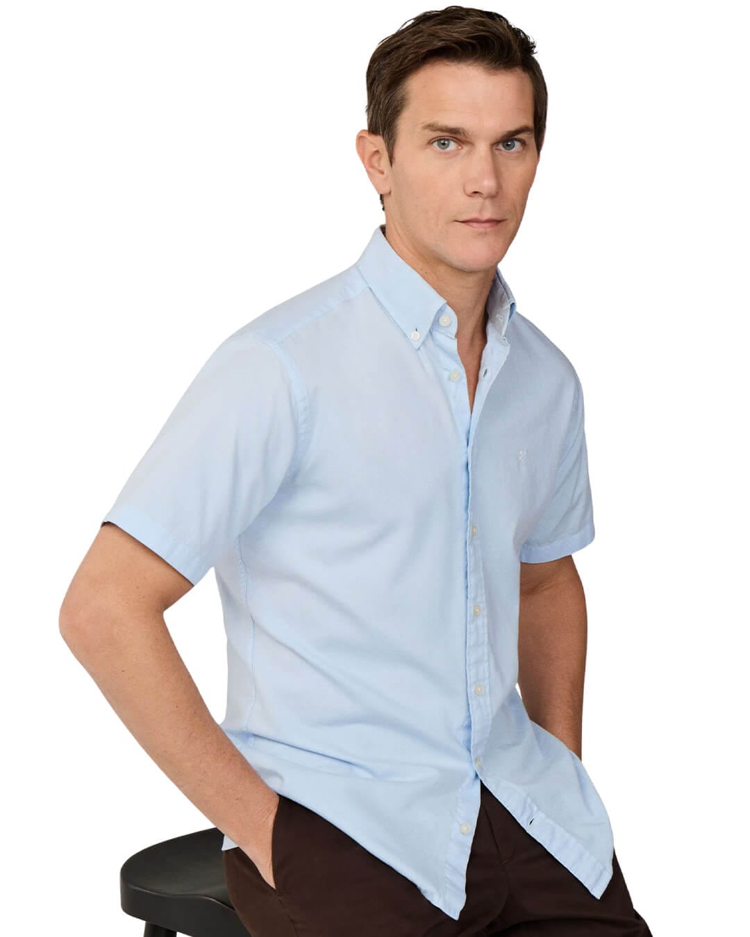 Hackett Shirts Hackett Ess Gmt Dyed Oxf Ssblue Shirt
