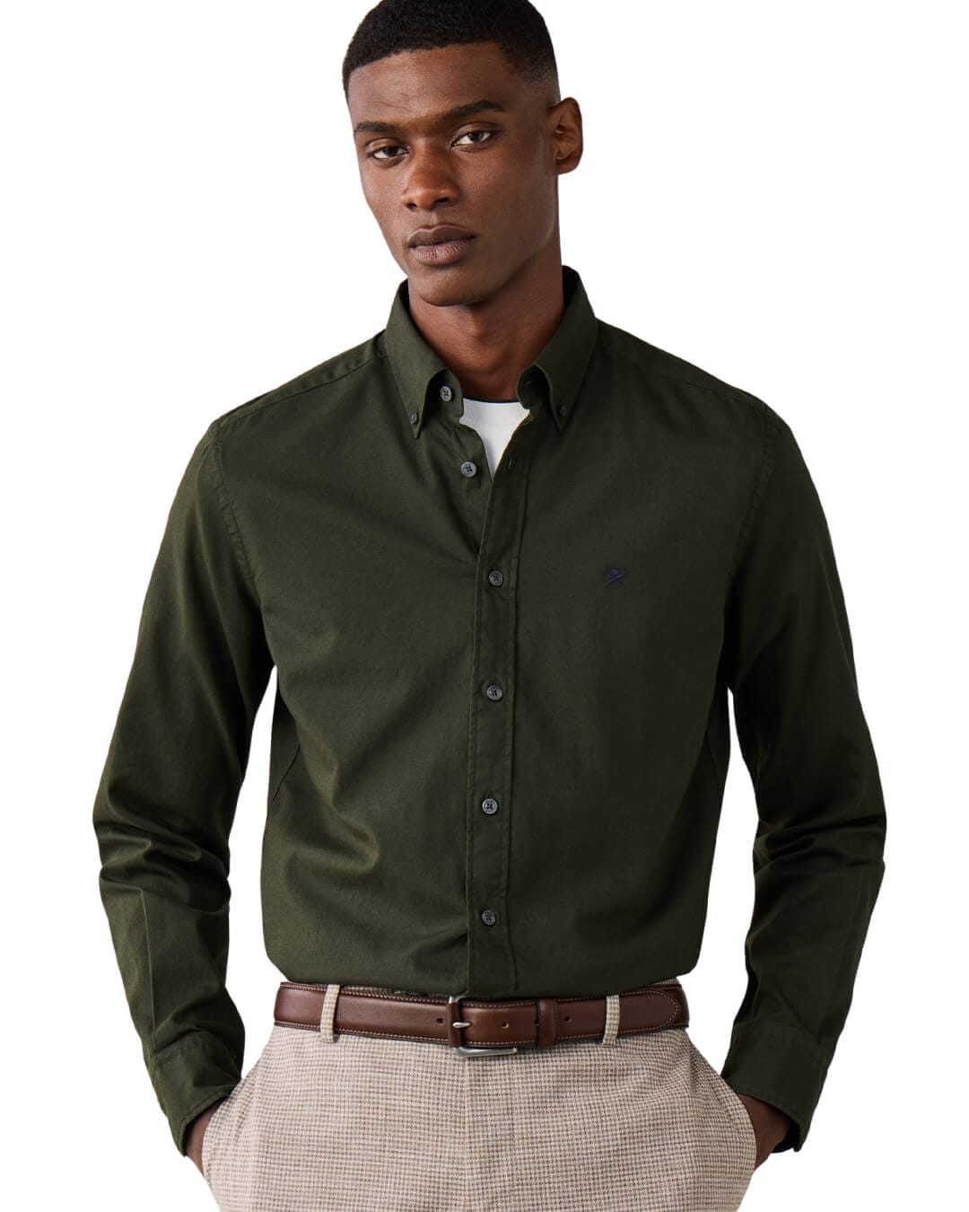 Hackett Shirts Hackett Ess Gmt Dyed Oxford Hunter Green H781