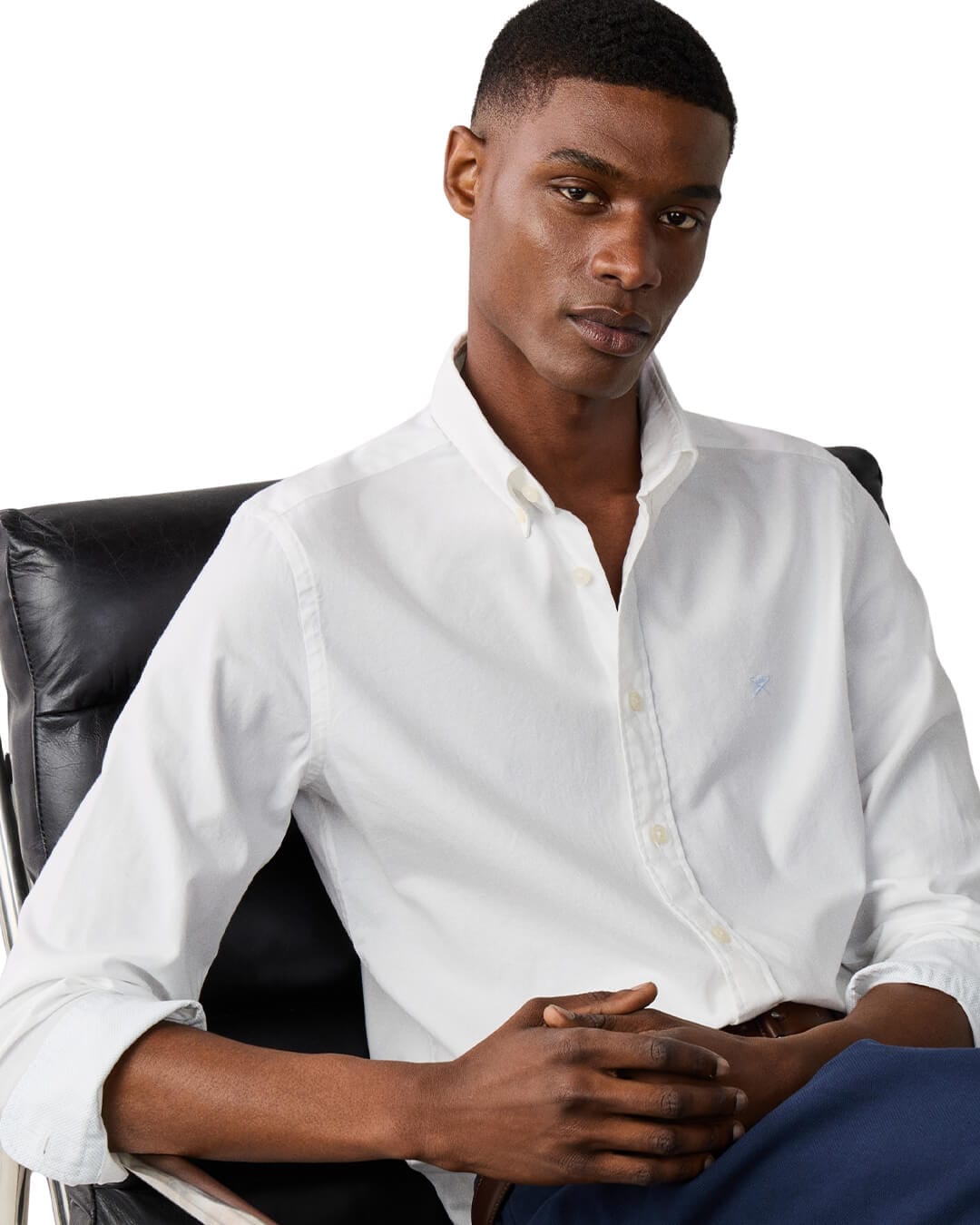 Hackett Shirts Hackett Ess Gmt Dyed Oxford Optic White H802