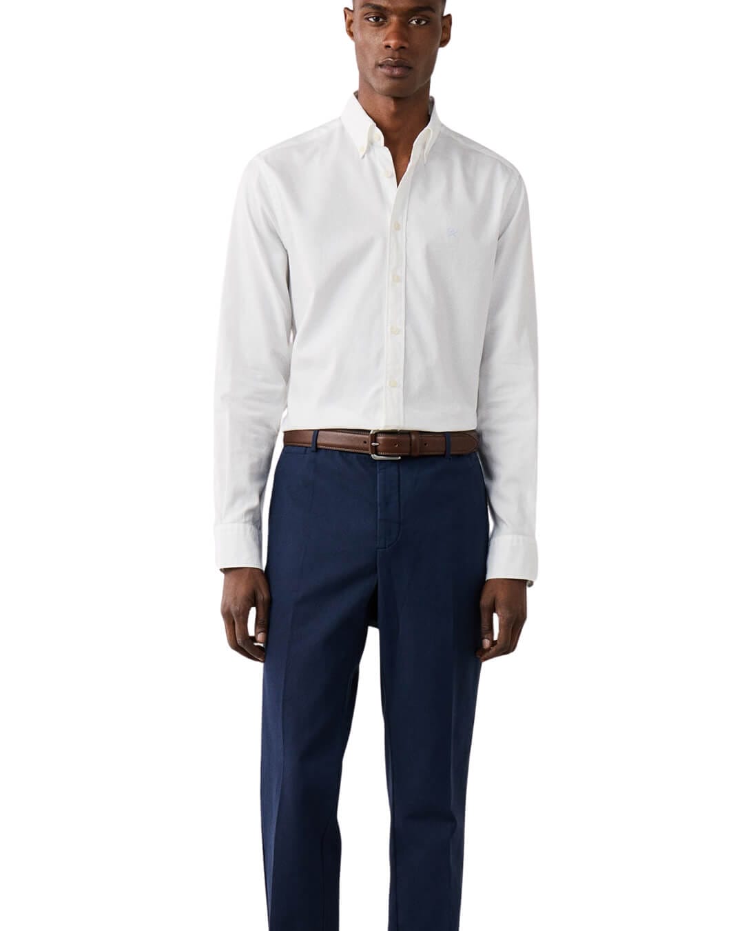 Hackett Shirts Hackett Ess Gmt Dyed Oxford Optic White H802