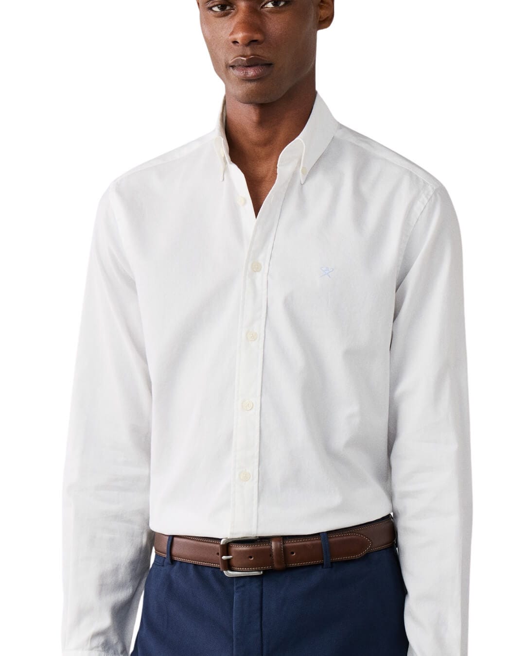 Hackett Shirts Hackett Ess Gmt Dyed Oxford Optic White H802