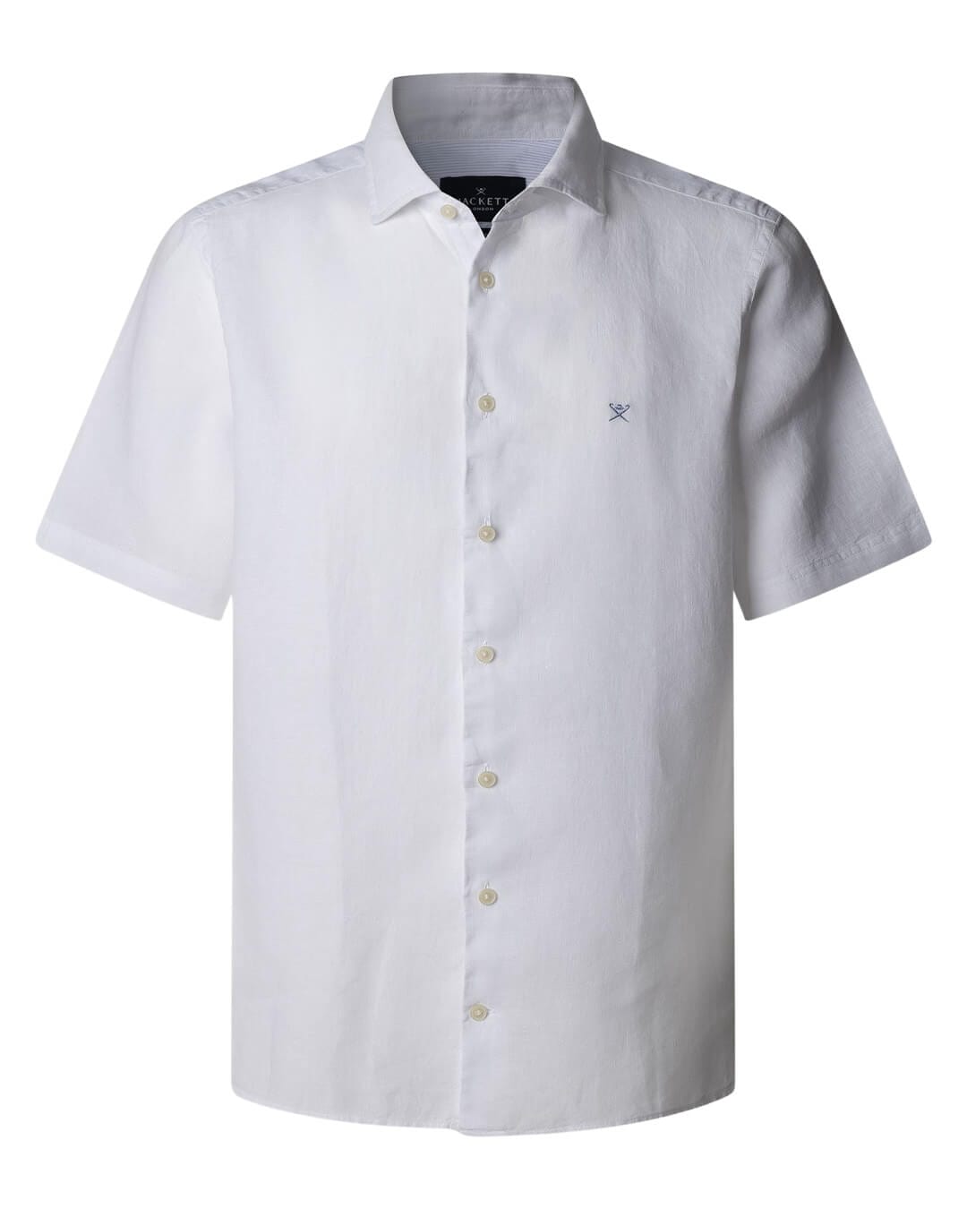 Hackett Shirts Hackett GMD LINEN SS SHIRT H802 OPTIC WHITE