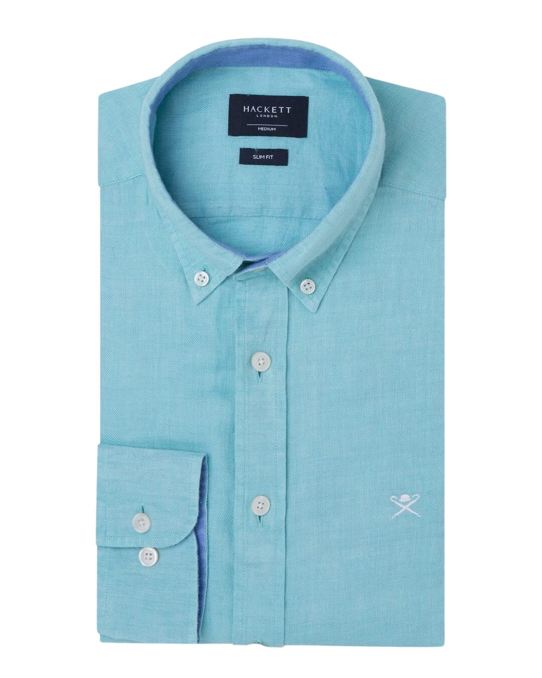 Hackett Shirts Hackett Light Blue Linen Herringbone Shirt