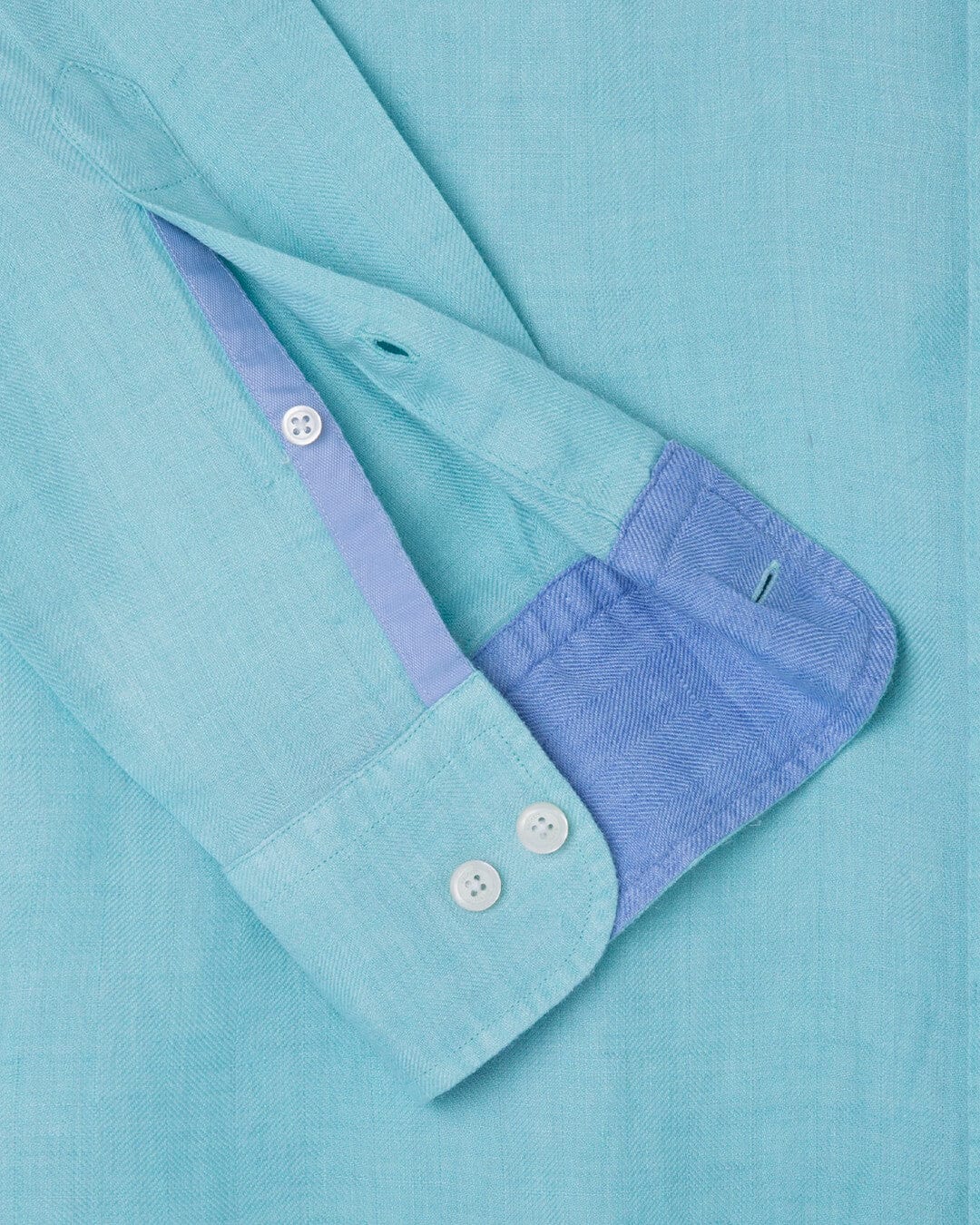 Hackett Shirts Hackett Light Blue Linen Herringbone Shirt