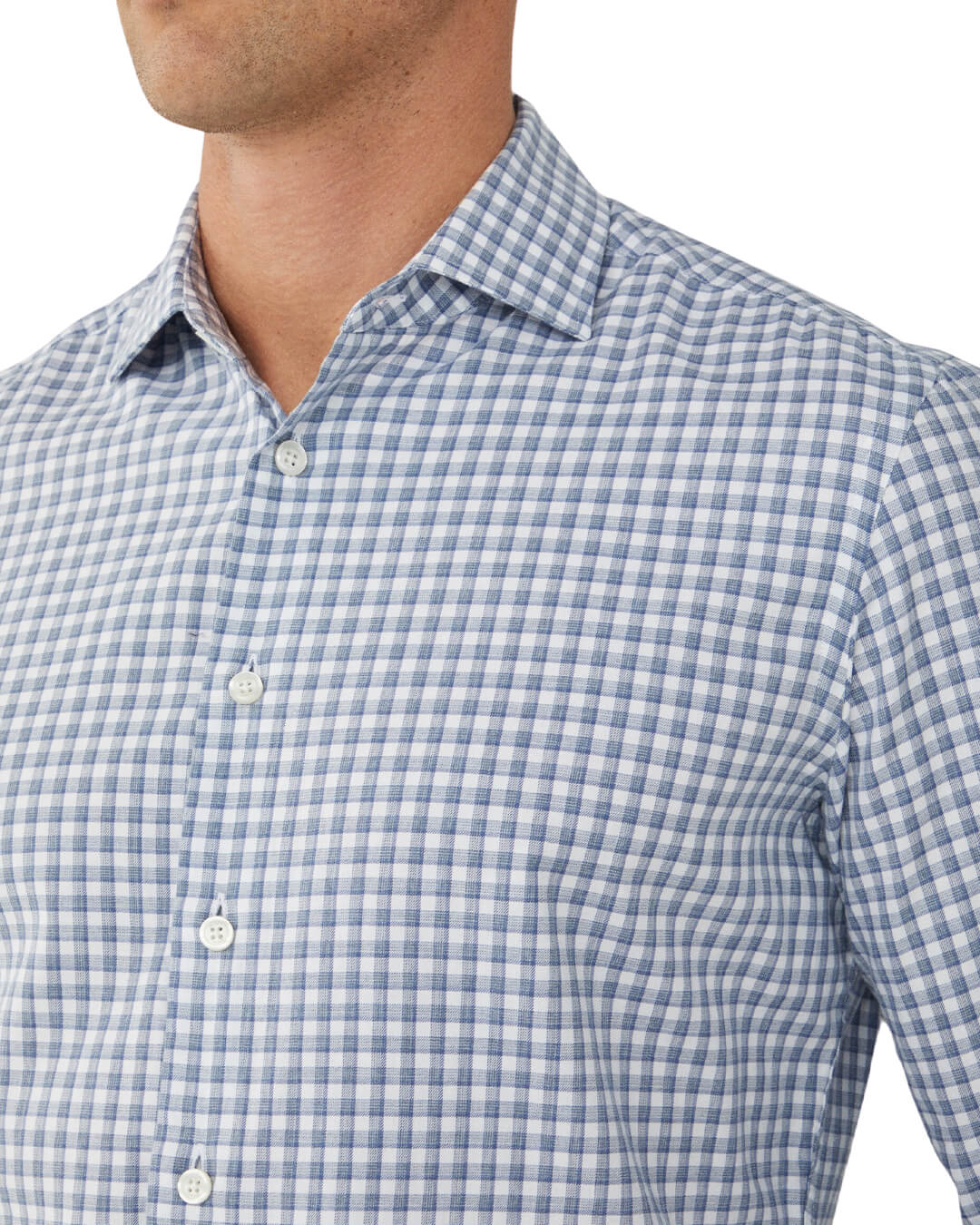 Hackett Shirts Hackett Navy And White Cotton Tencel Checked Shirt