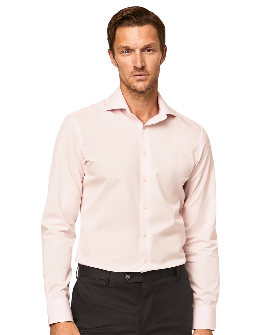 Hackett Shirts Hackett Pink Poplin Slim Fit Shirt