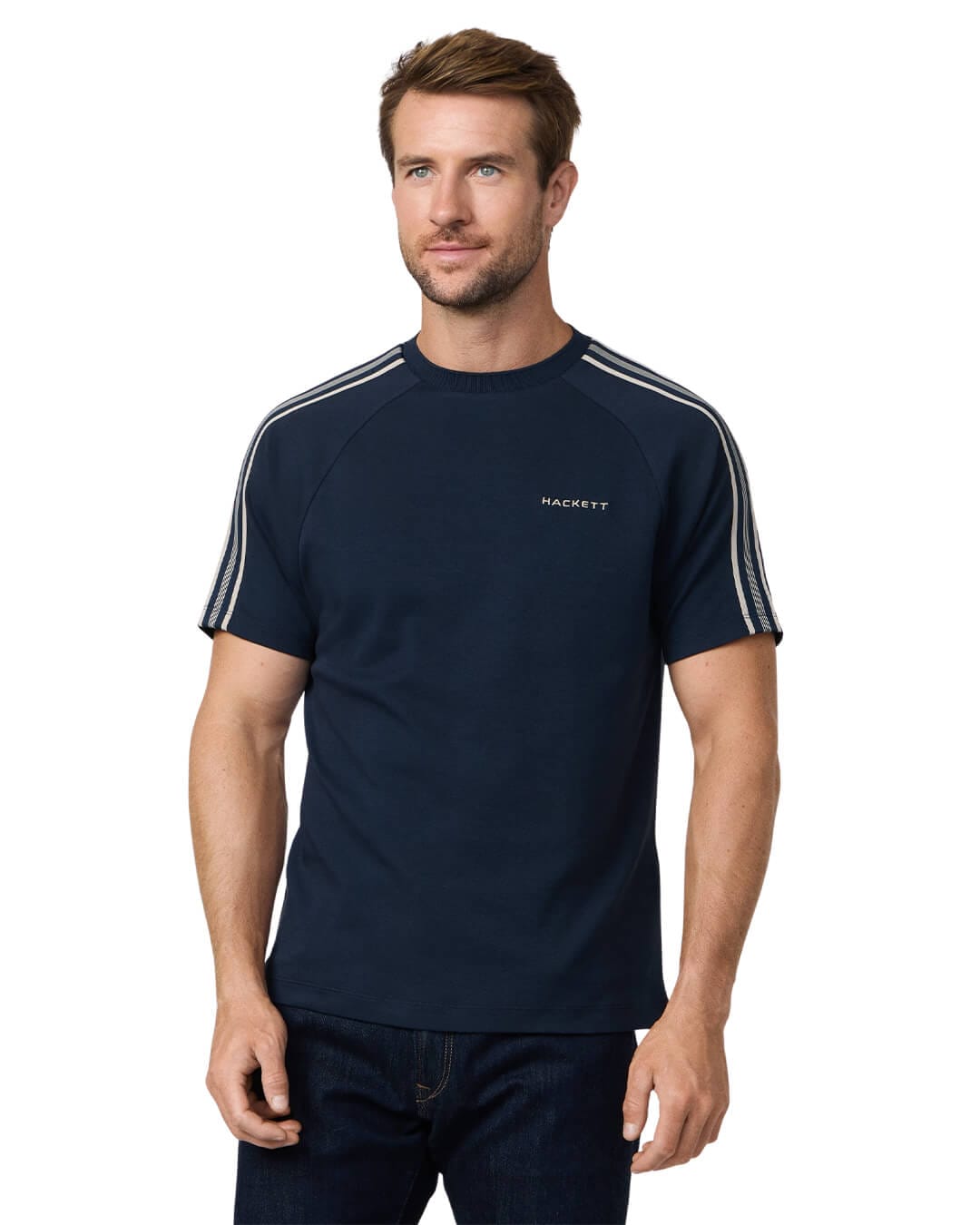 Hackett T-Shirts Hackett Navy Hs Tape T- Shirt