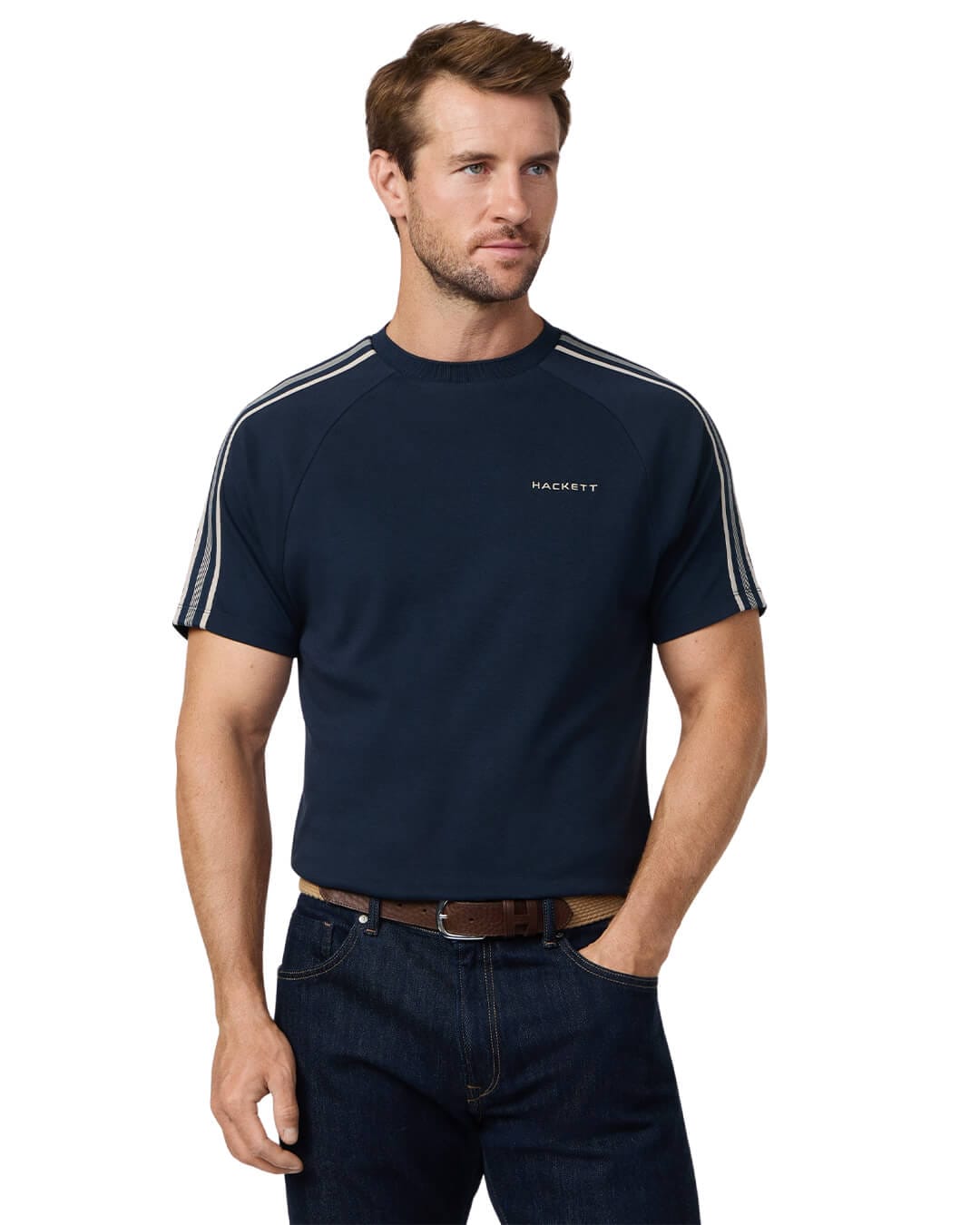 Hackett T-Shirts Hackett Navy Hs Tape T- Shirt