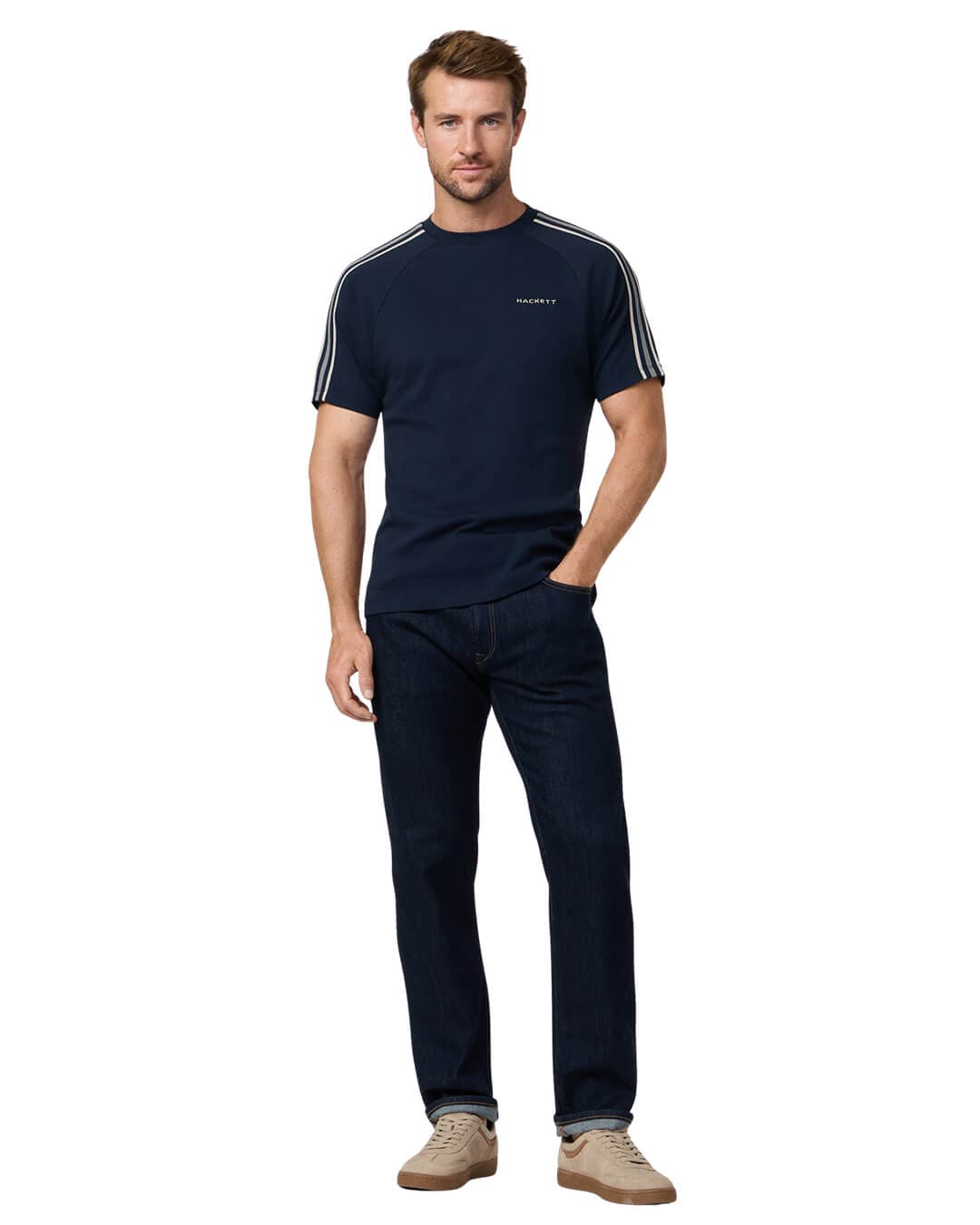 Hackett T-Shirts Hackett Navy Hs Tape T- Shirt