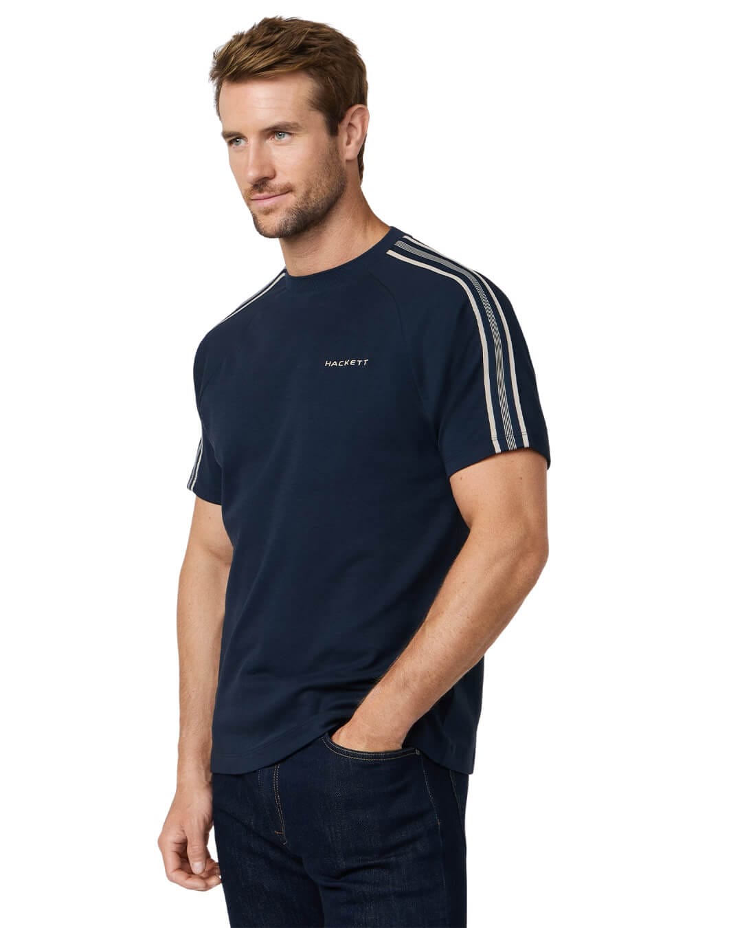 Hackett T-Shirts Hackett Navy Hs Tape T- Shirt