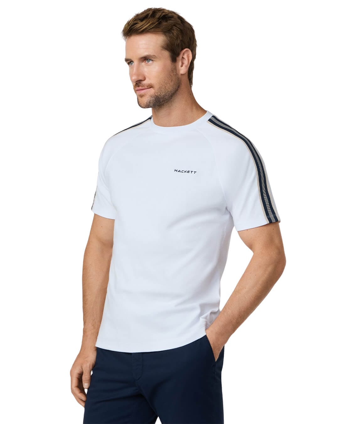 Hackett T-Shirts Hackett White Hs Tape T- Shirt
