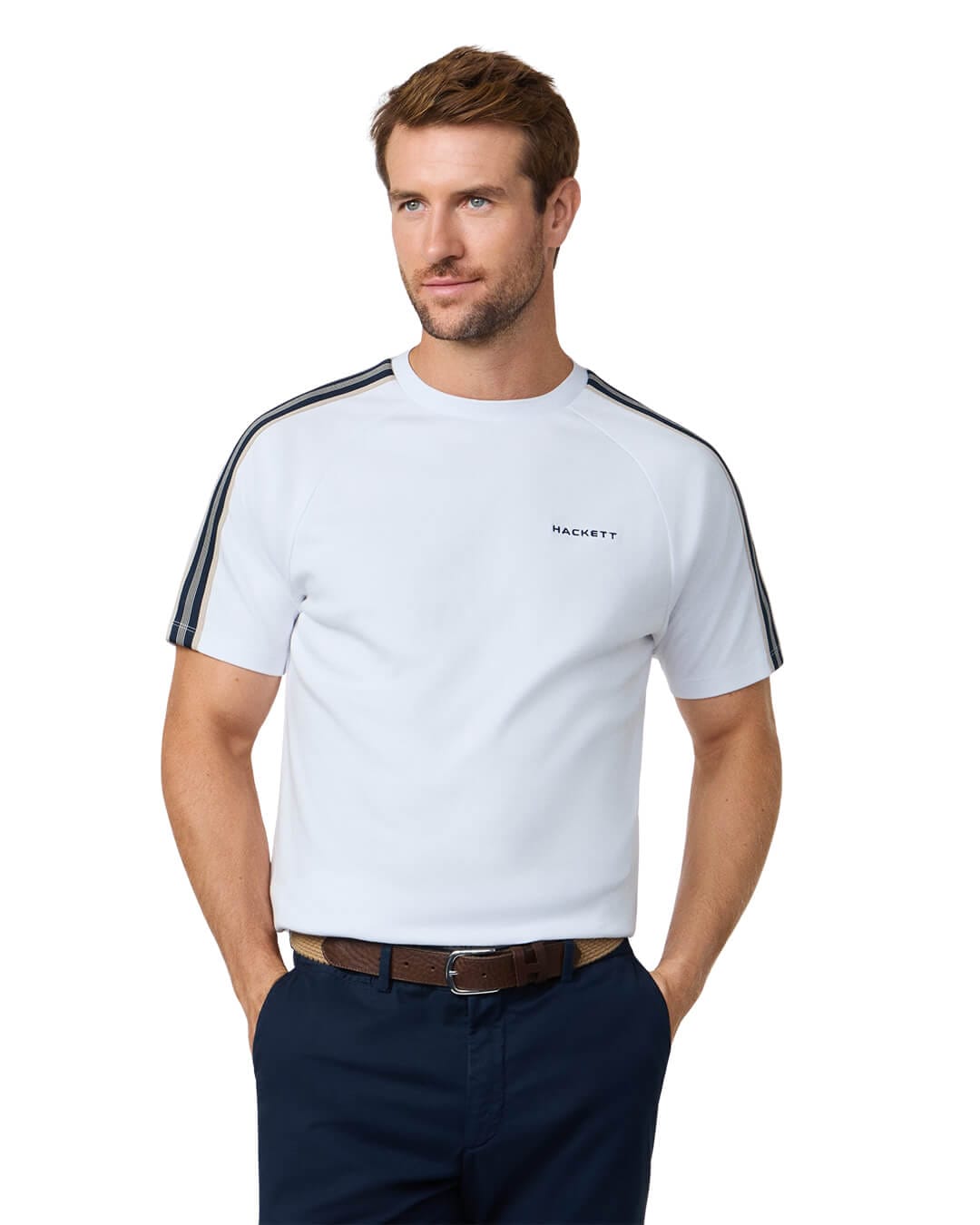 Hackett T-Shirts Hackett White Hs Tape T- Shirt