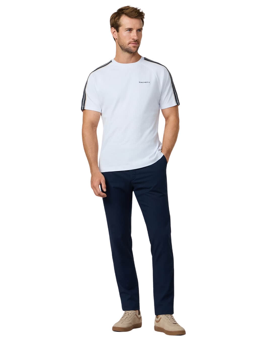 Hackett T-Shirts Hackett White Hs Tape T- Shirt