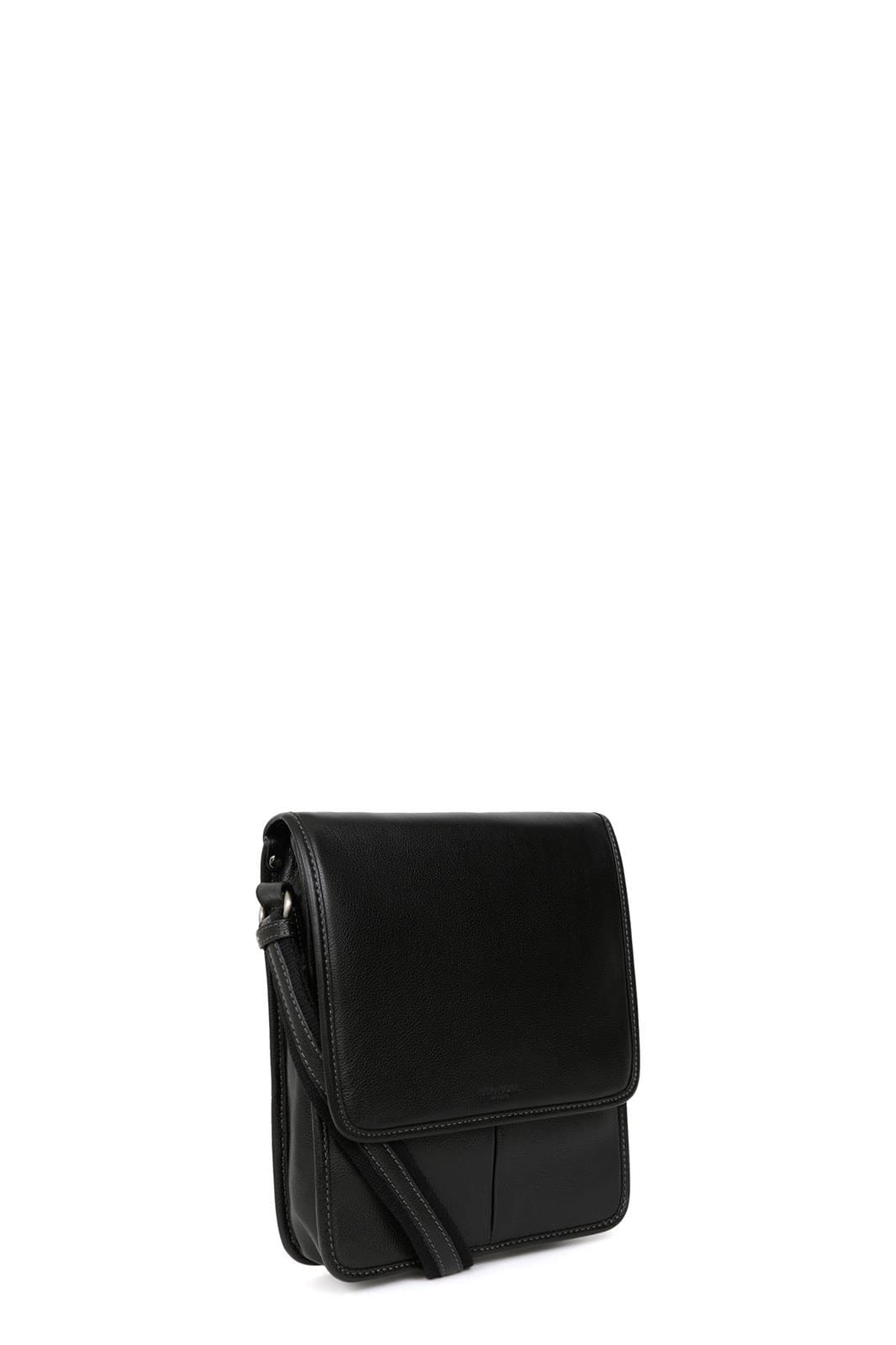 Hexagona Bags ONE Hexagona Black Leather Messenger Satchel