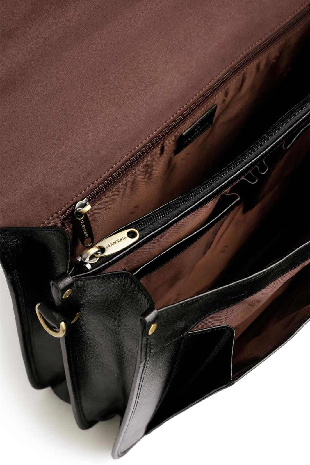 Hexagona Bags ONE Hexagona Black Leather Satchel