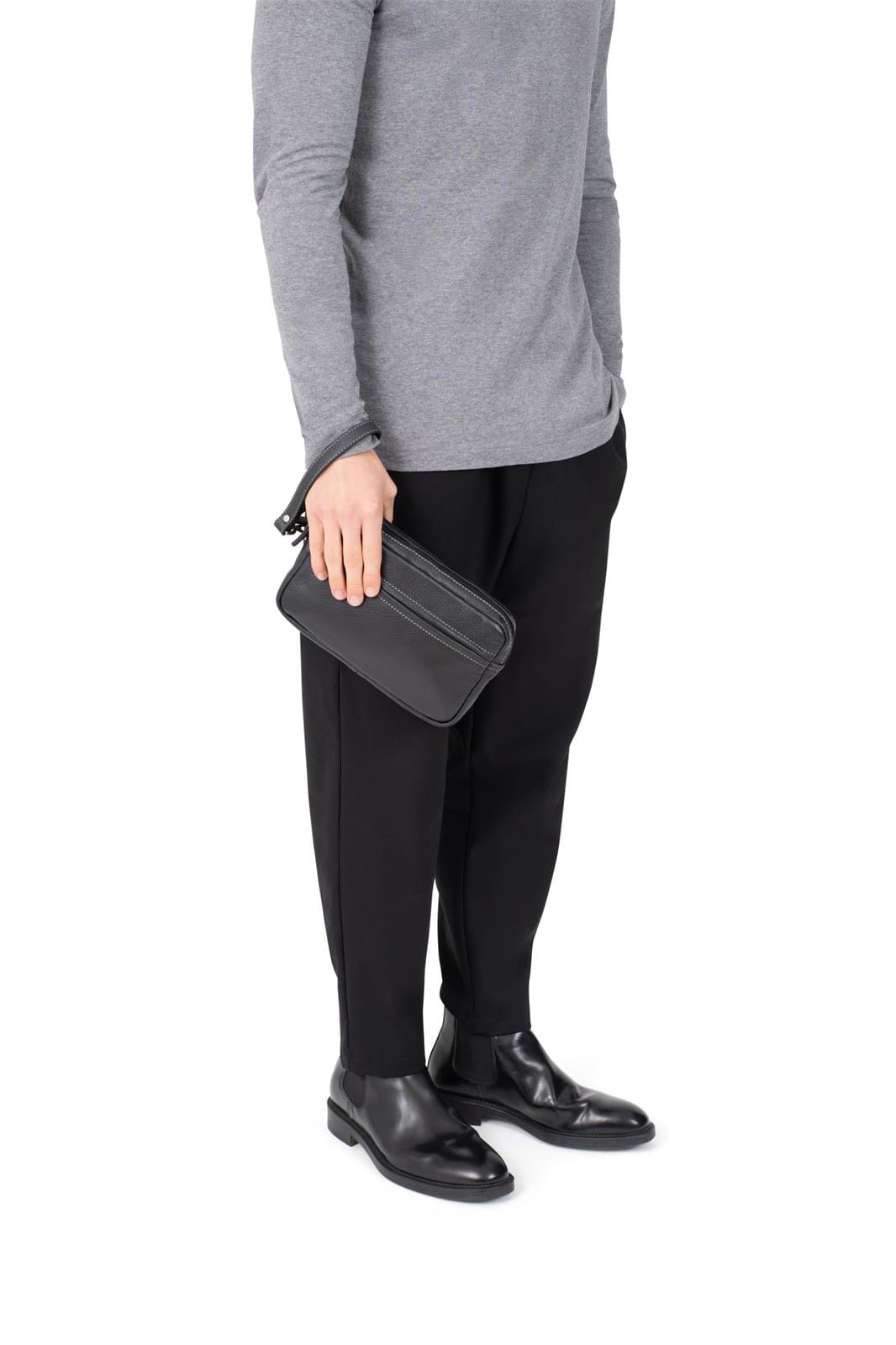 Hexagona Bags ONE Hexagona Black Leather Wrist Bag