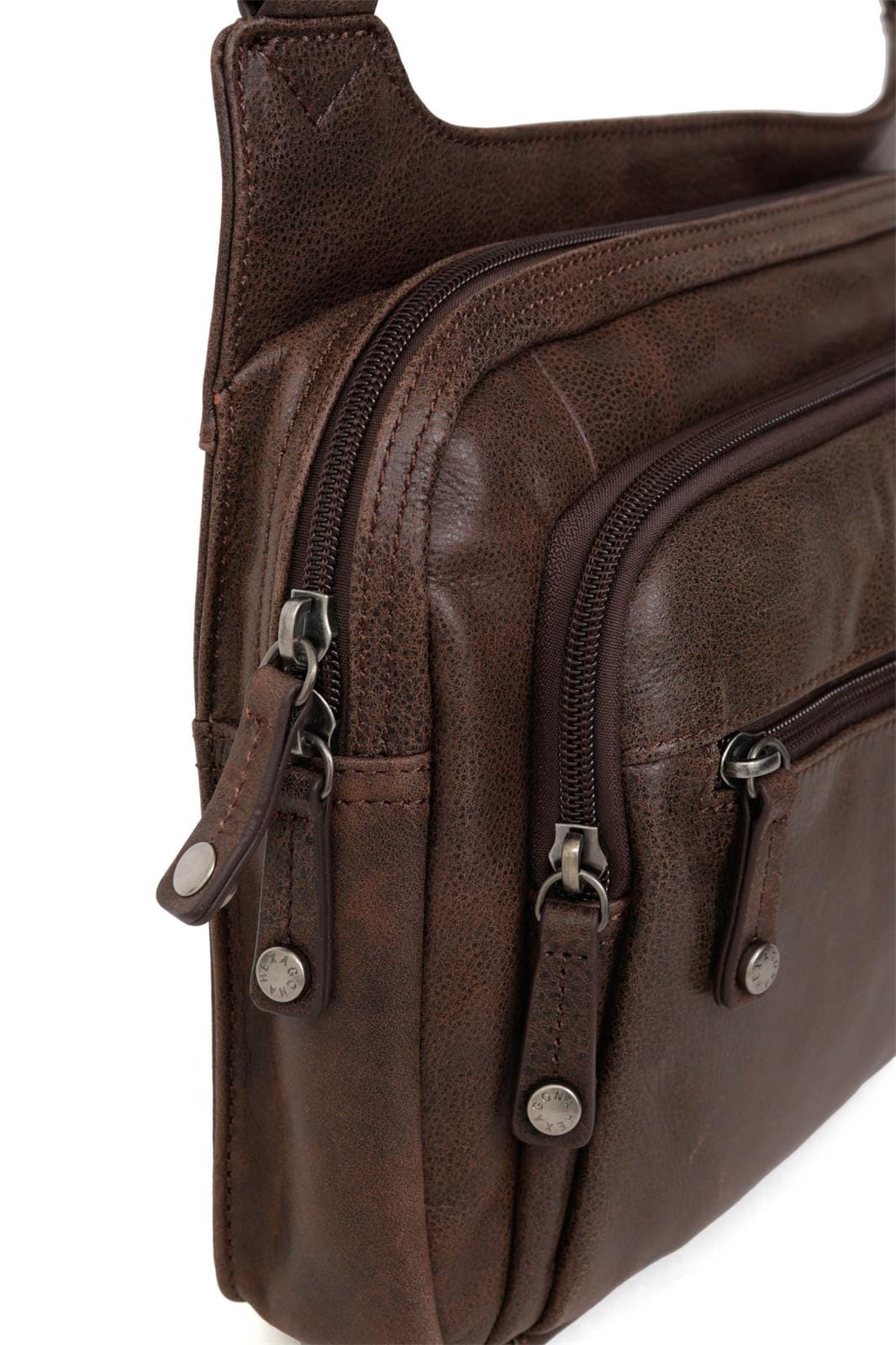 Hexagona Bags ONE Hexagona Brown Leather Reporter Bag