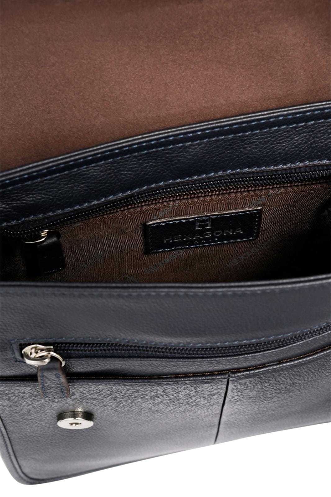 Hexagona Bags ONE Hexagona Navy Leather Messenger Satchel