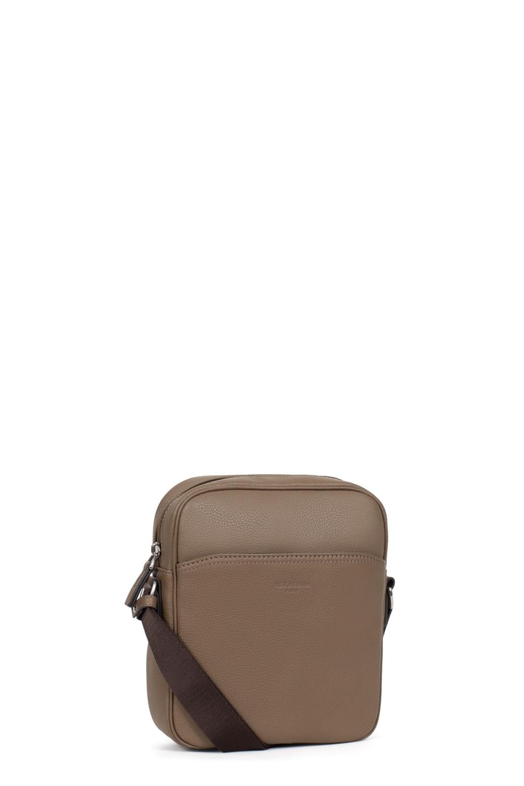 Hexagona Bags ONE Hexagona Taupe Leather Messenger Bag