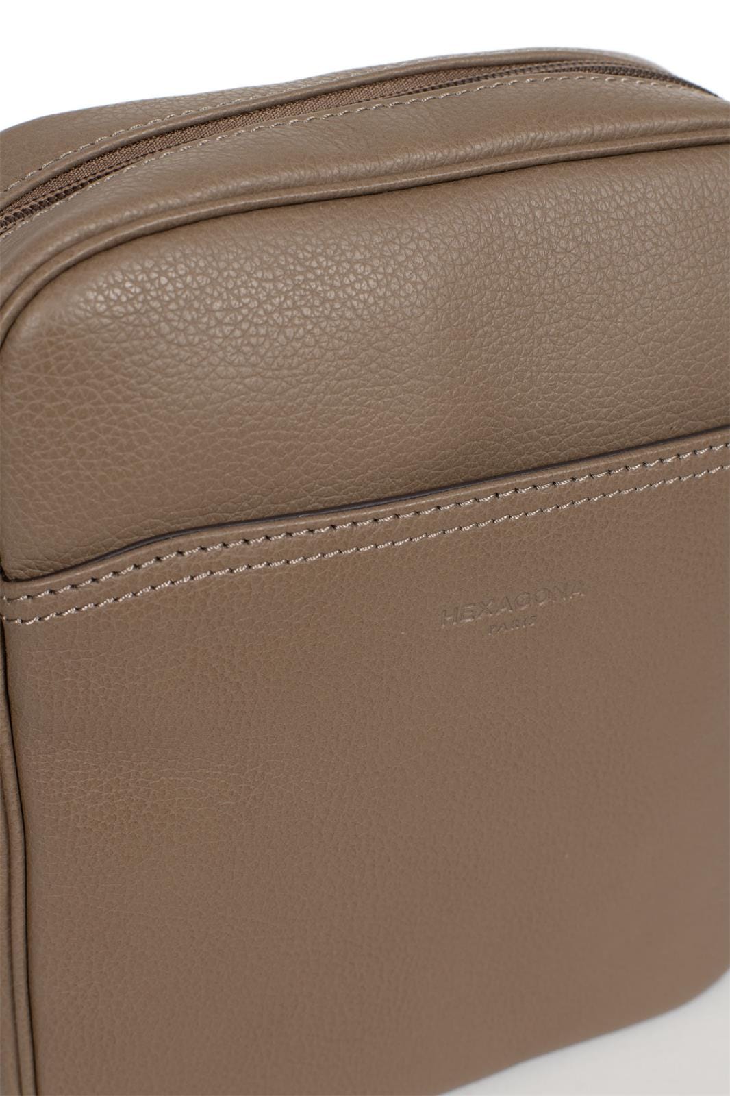 Hexagona Bags ONE Hexagona Taupe Leather Messenger Bag
