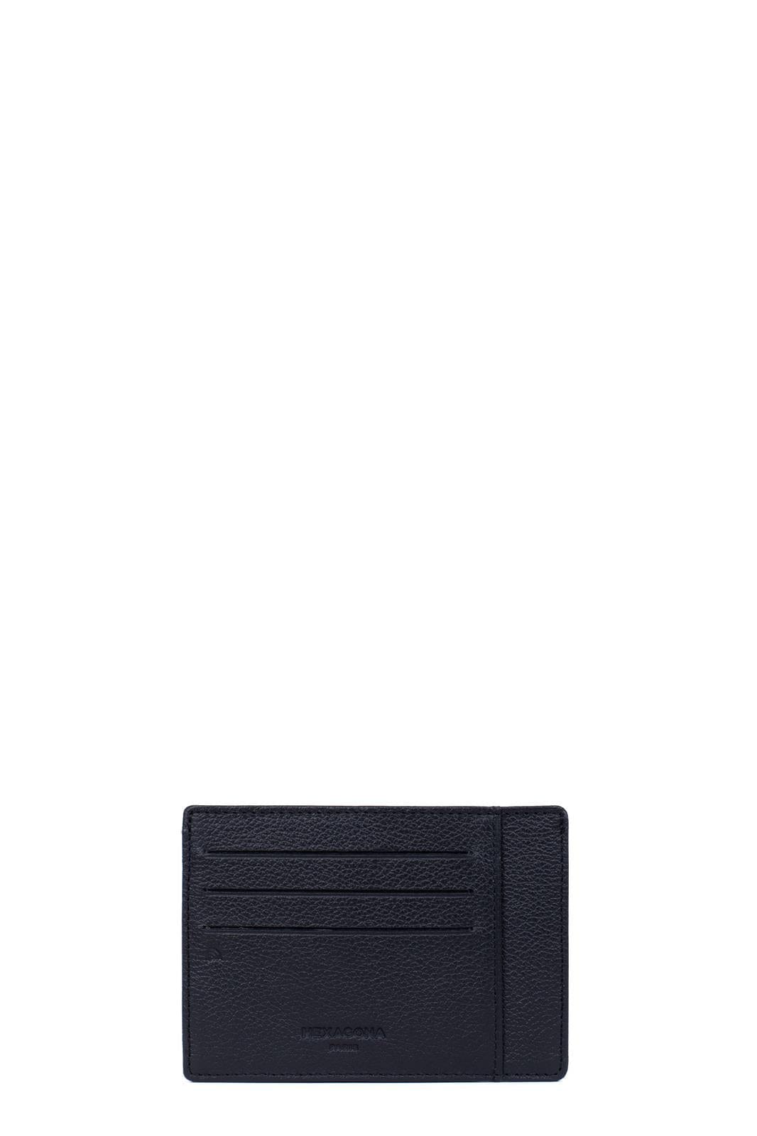 Hexagona Wallets ONE Hexagona Black Leather Card Holder with Coin Pocket