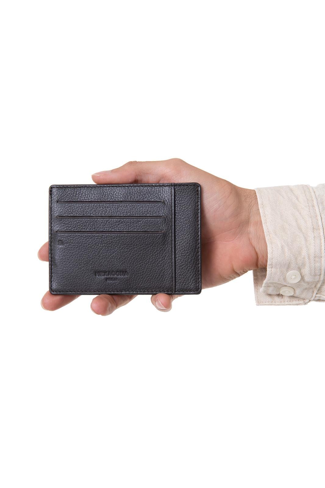 Hexagona Wallets ONE Hexagona Black Leather Card Holder with Coin Pocket