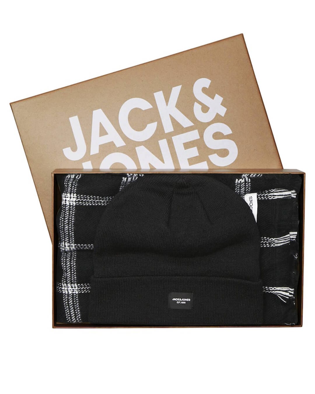 Jack &amp; Jones Beanies ONE Jack &amp; Jones Jacfrost Black Beanie And Scarf Set