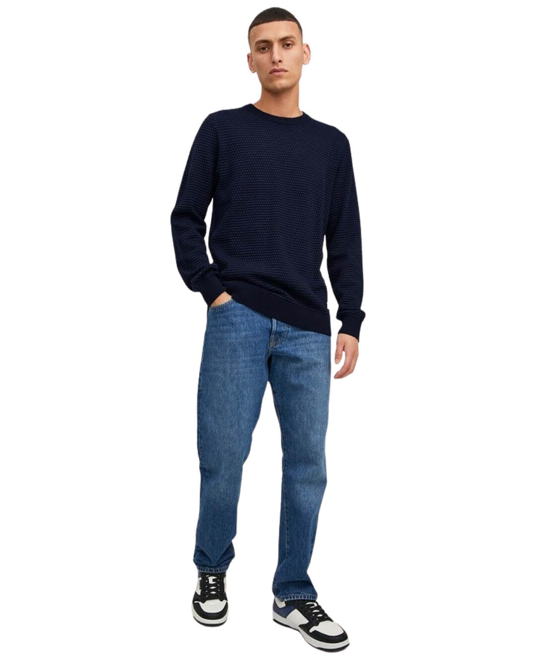 Jack &amp; Jones Jumpers Jack &amp; Jones Atlas Navy Crew Neck Jumper