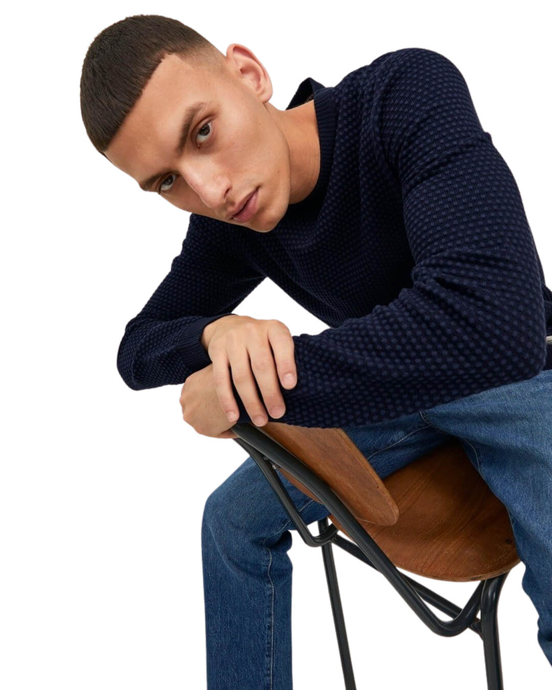 Jack &amp; Jones Jumpers Jack &amp; Jones Atlas Navy Crew Neck Jumper
