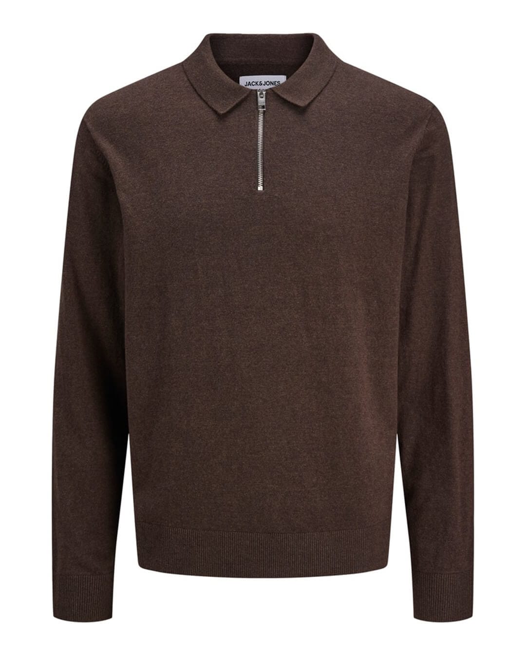 Jack & Jones Jumpers Jack & Jones Black Emil Knit Polo Half-Zip Jumper