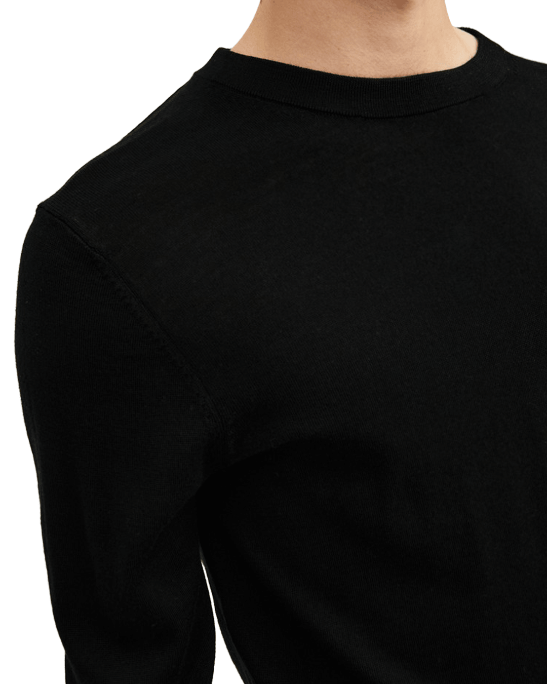 Jack & Jones Jumpers Jack & Jones Black Merino Knit Crew Neck Jumper
