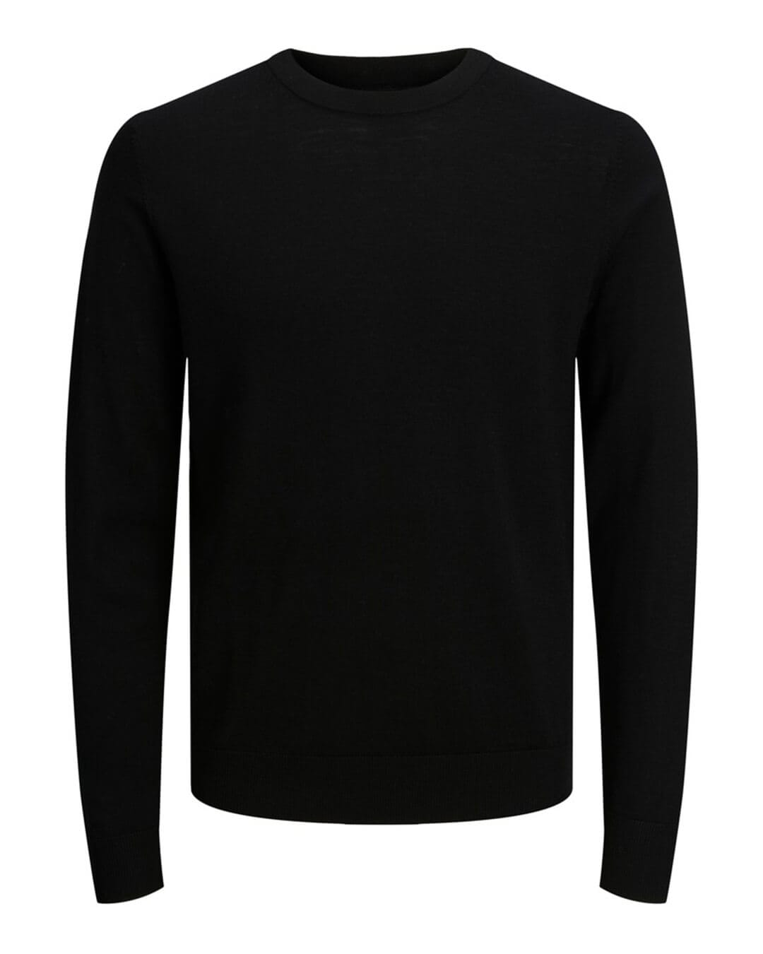 Jack & Jones Jumpers Jack & Jones Black Merino Knit Crew Neck Jumper