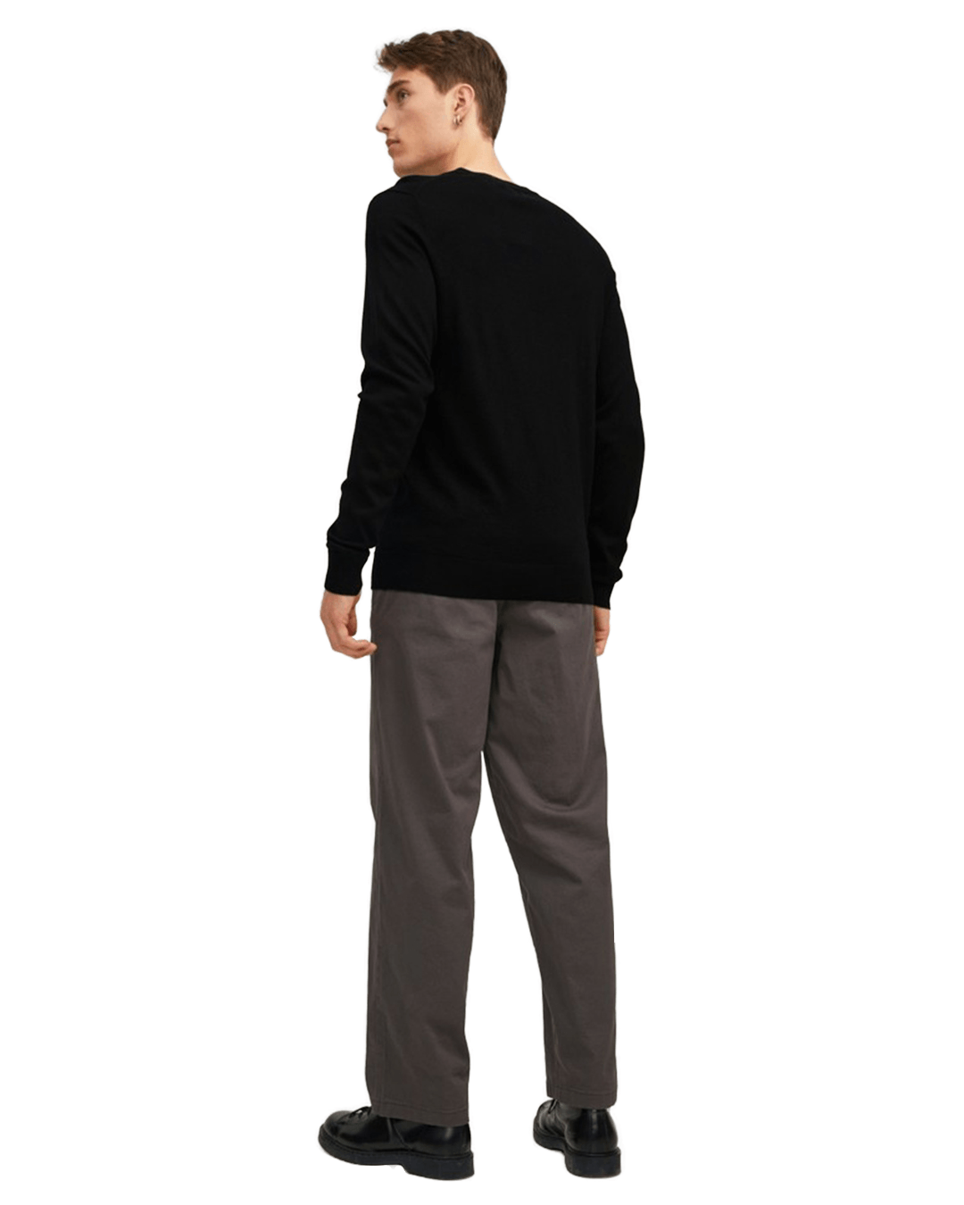 Jack & Jones Jumpers Jack & Jones Black Merino Knit Crew Neck Jumper